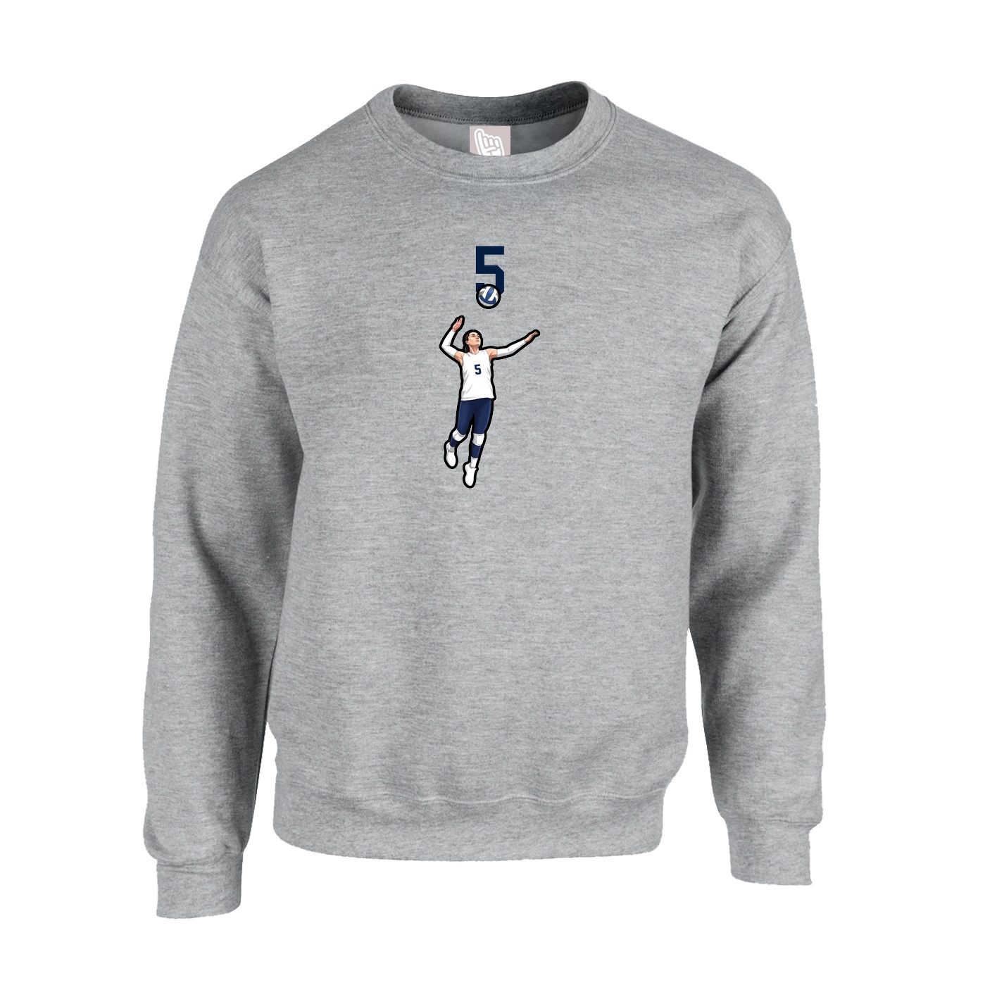 Fleece Crew — Number Top in Grey