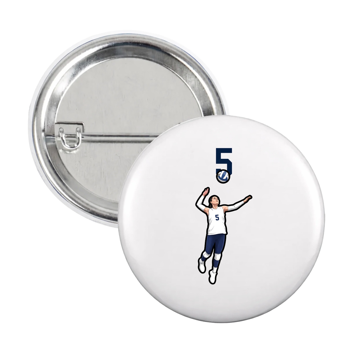 Game Day Button — Number Top in White
