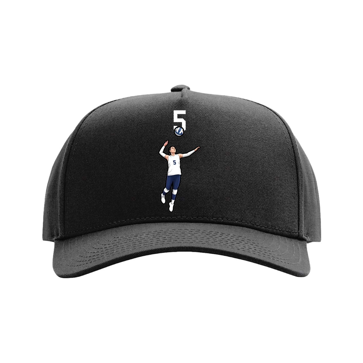 Full Fabric Five-Panel Champ Cap — Number Top in Black