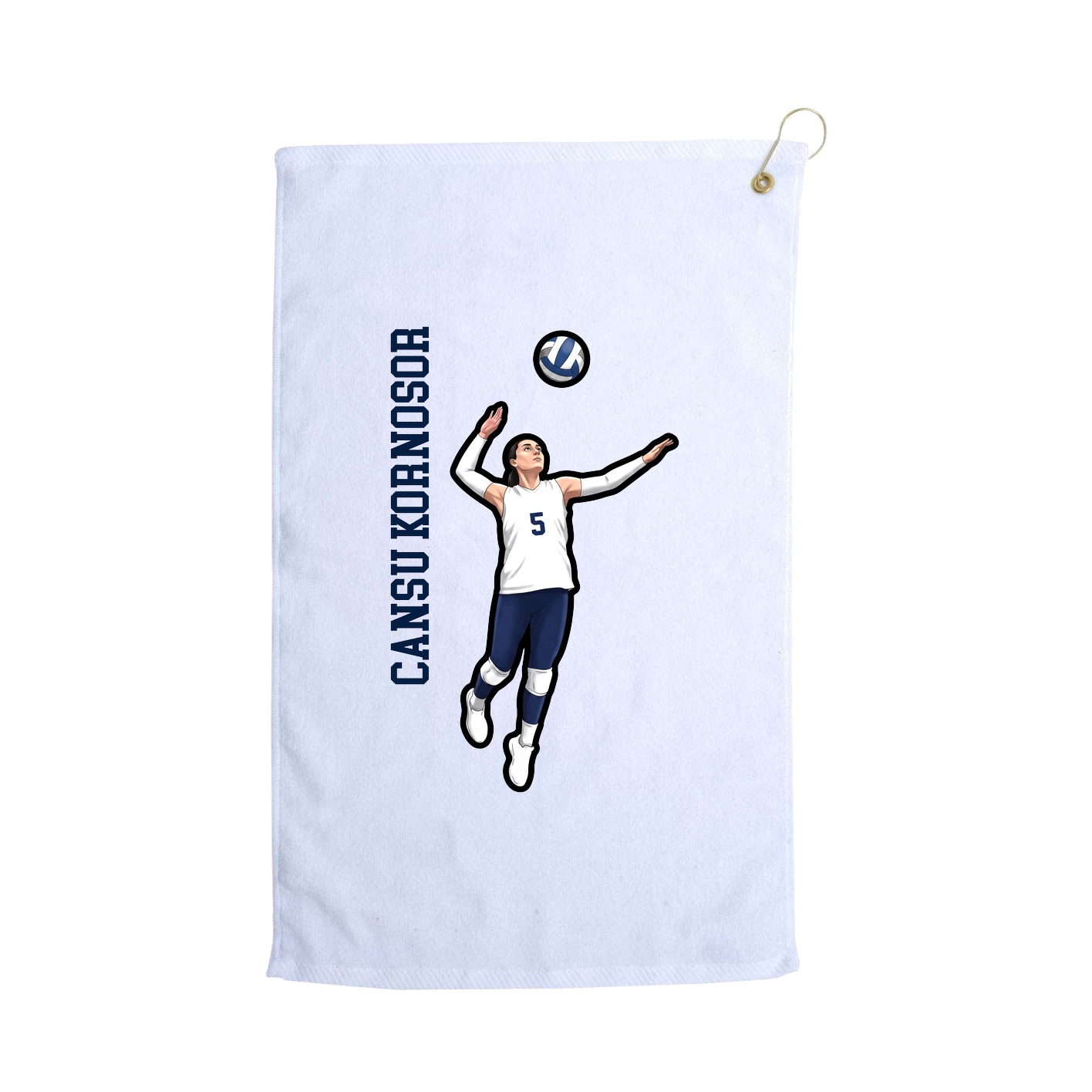 Golf Towel — Name Vertical in White