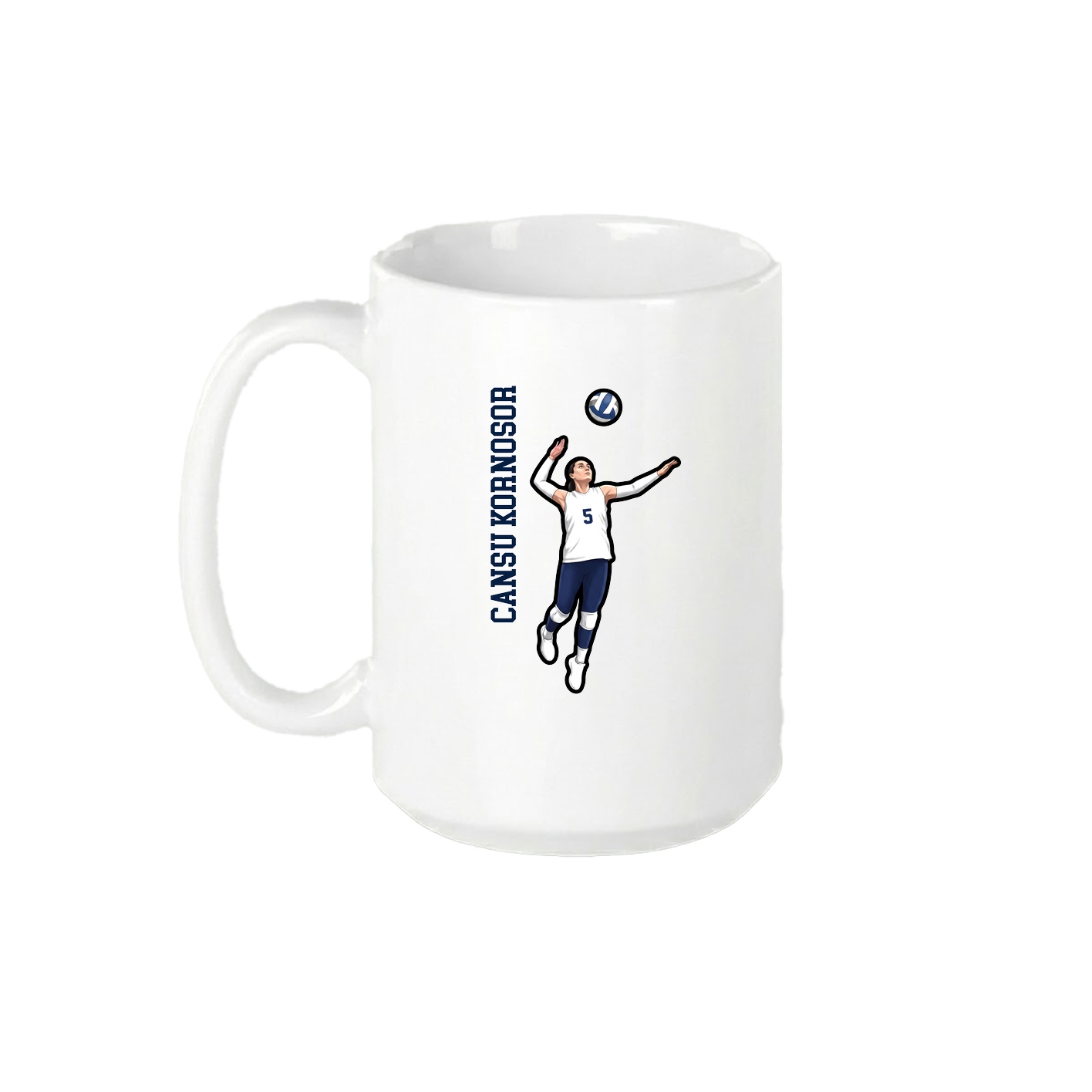 15oz Coffee Mug — Name Vertical in White