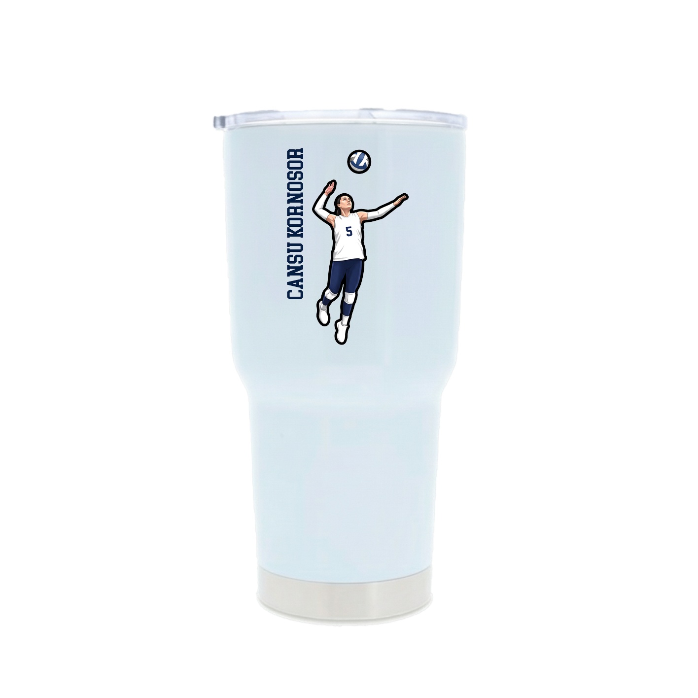 30oz Stainless Steel Tumbler — Name Vertical in White