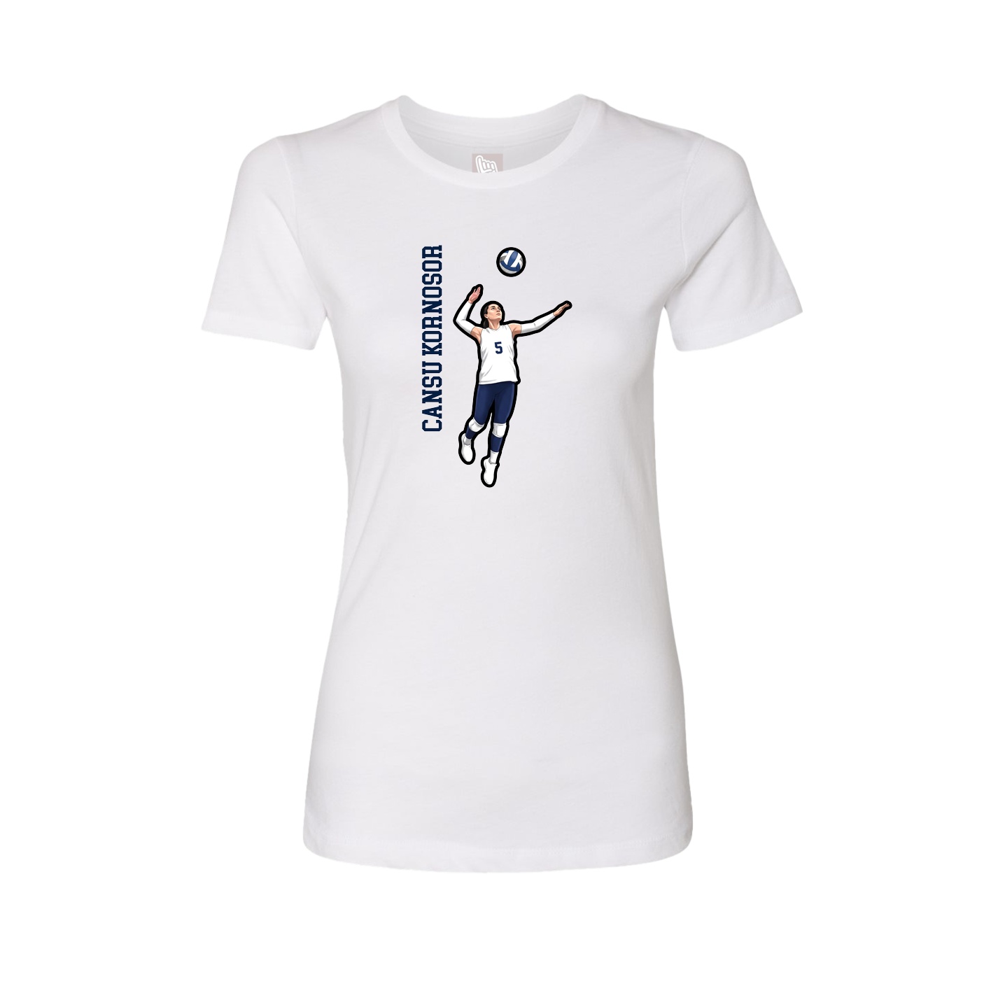 Fitted Women's Tee — Name Vertical in White
