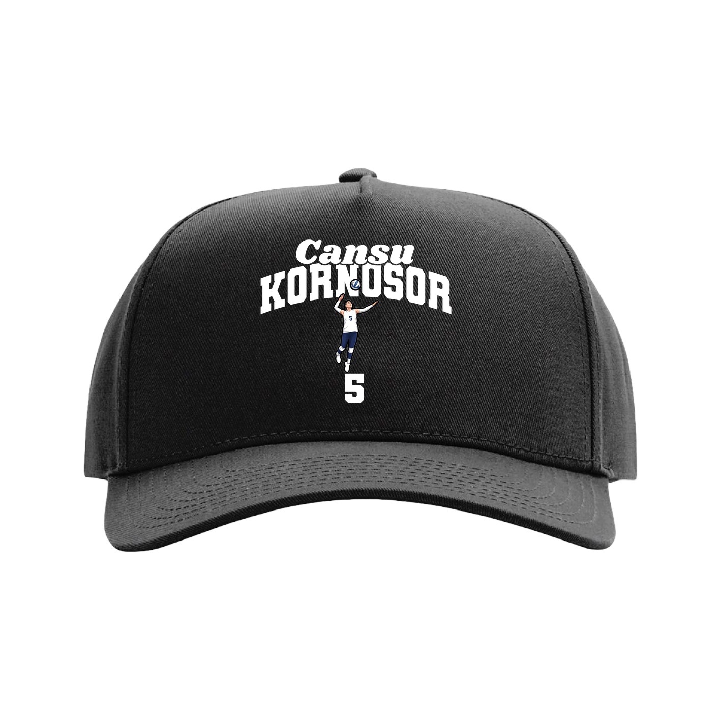 Full Fabric Five-Panel Champ Cap — Signature Arch in Black