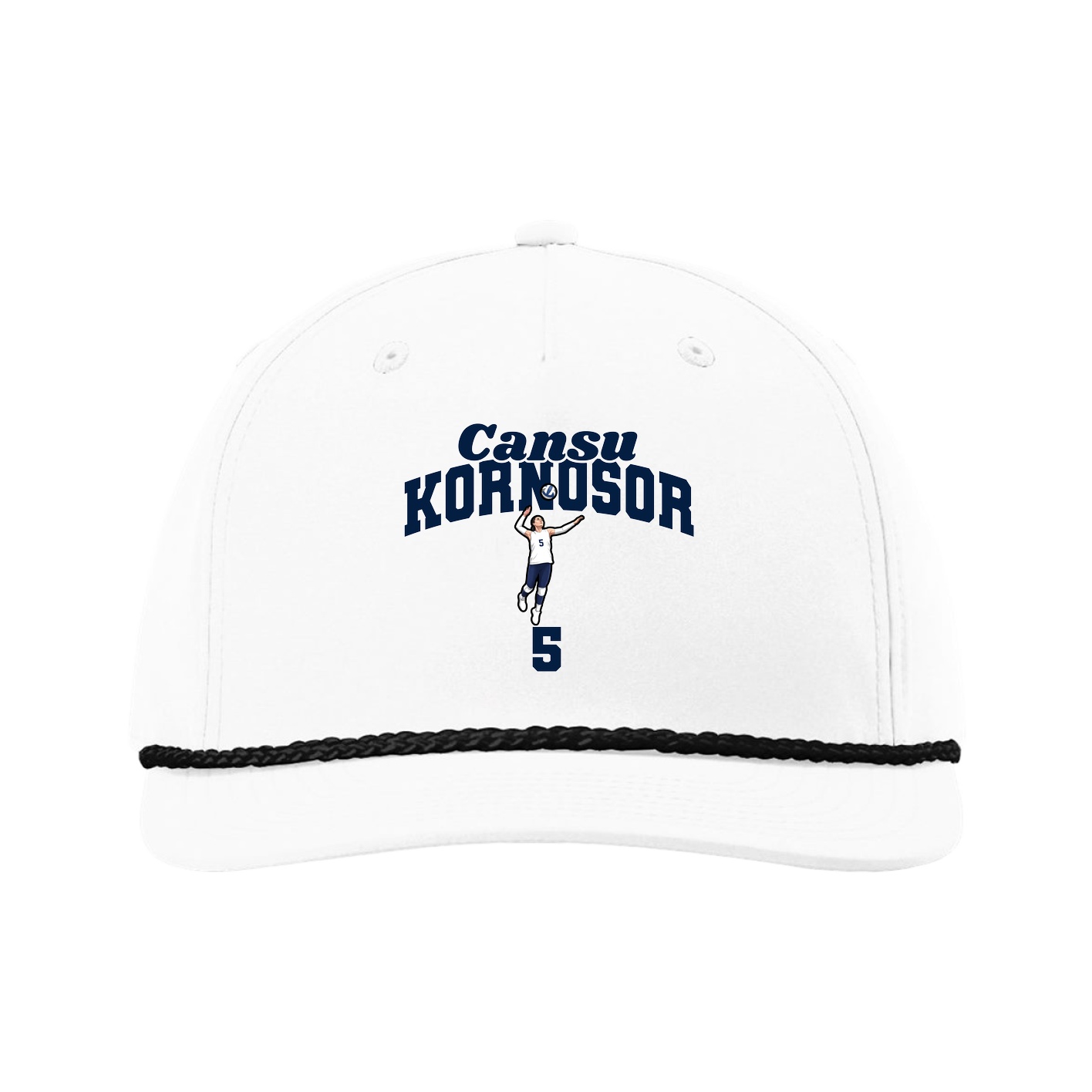 Five-Panel Classic Rope Cap — Signature Arch in White