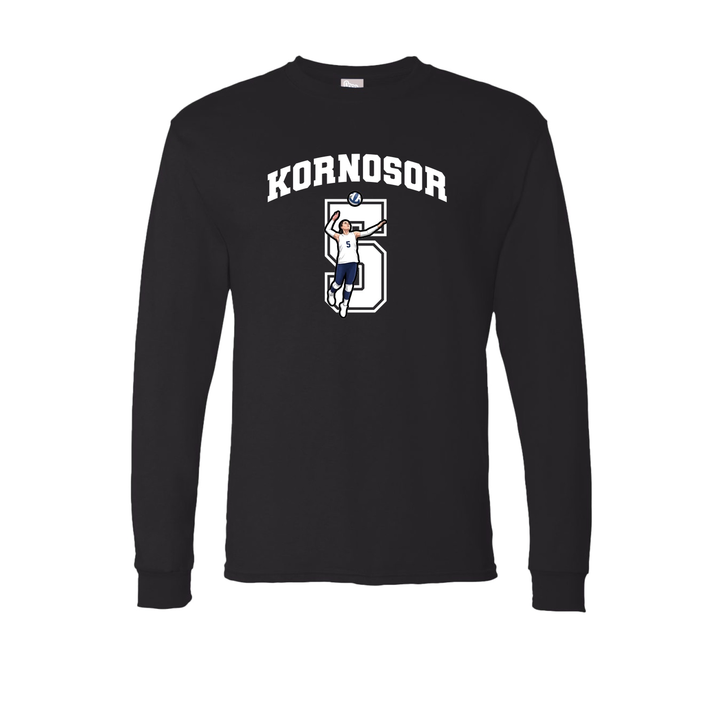 Long Sleeve Tee — Number in Black