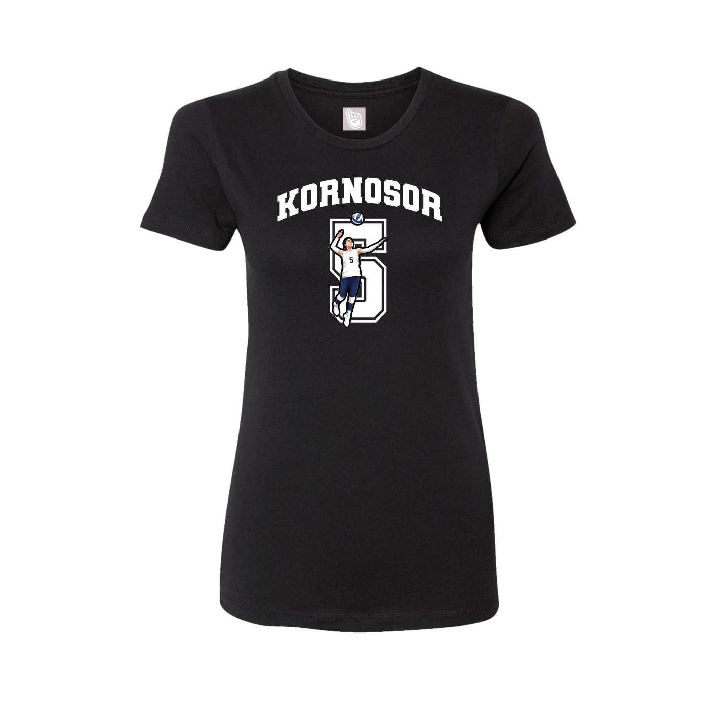 Fitted Women's Tee — Number in Black
