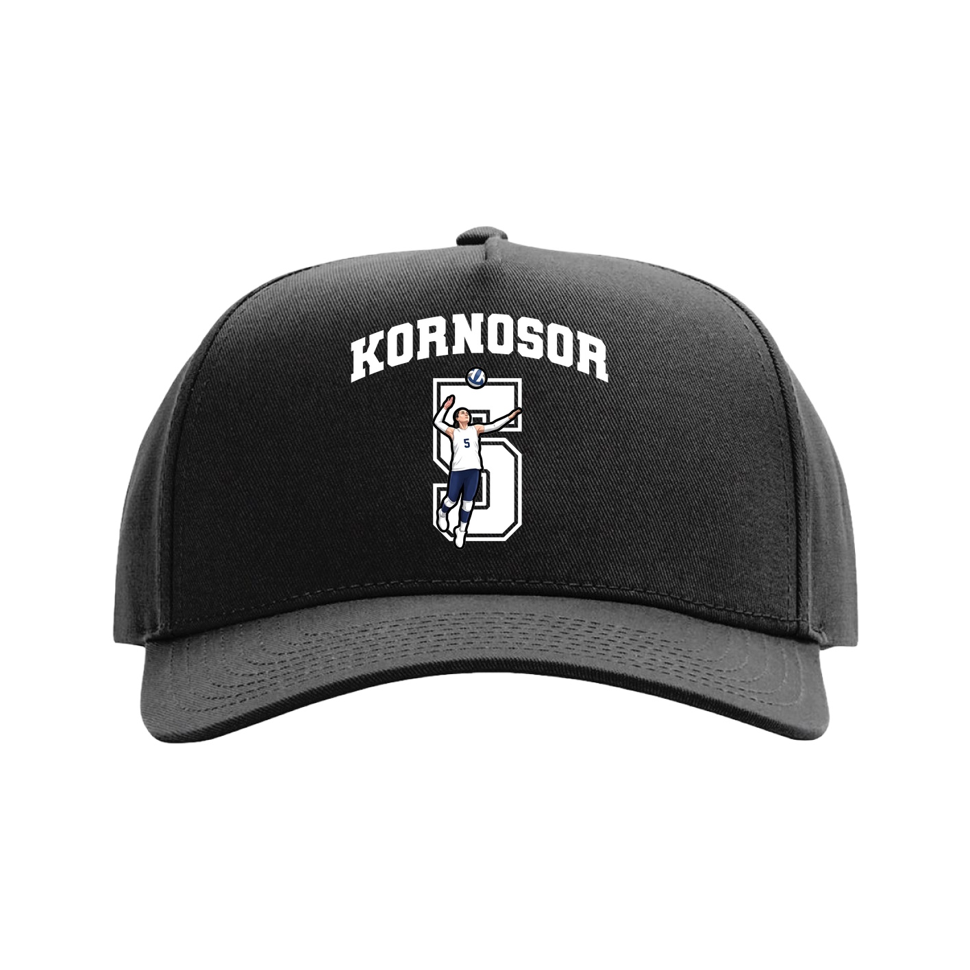 Full Fabric Five-Panel Champ Cap — Number in Black
