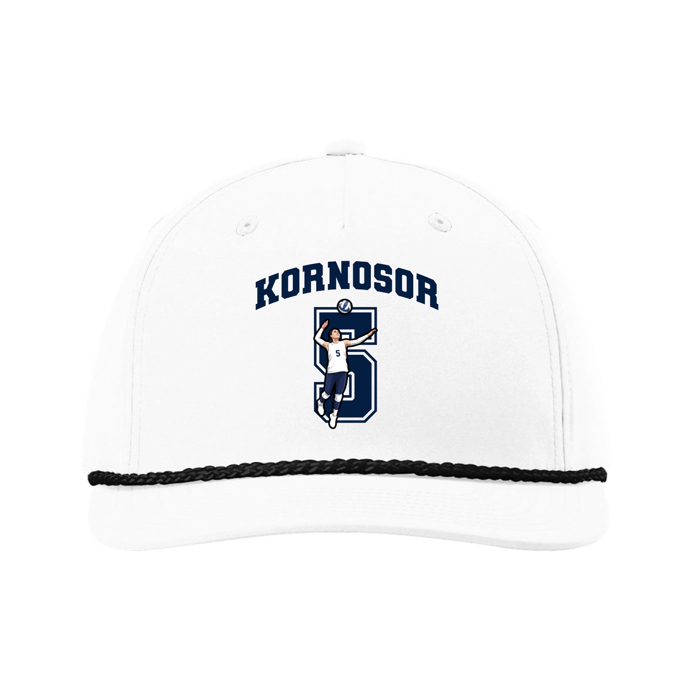 Five-Panel Classic Rope Cap — Number in White