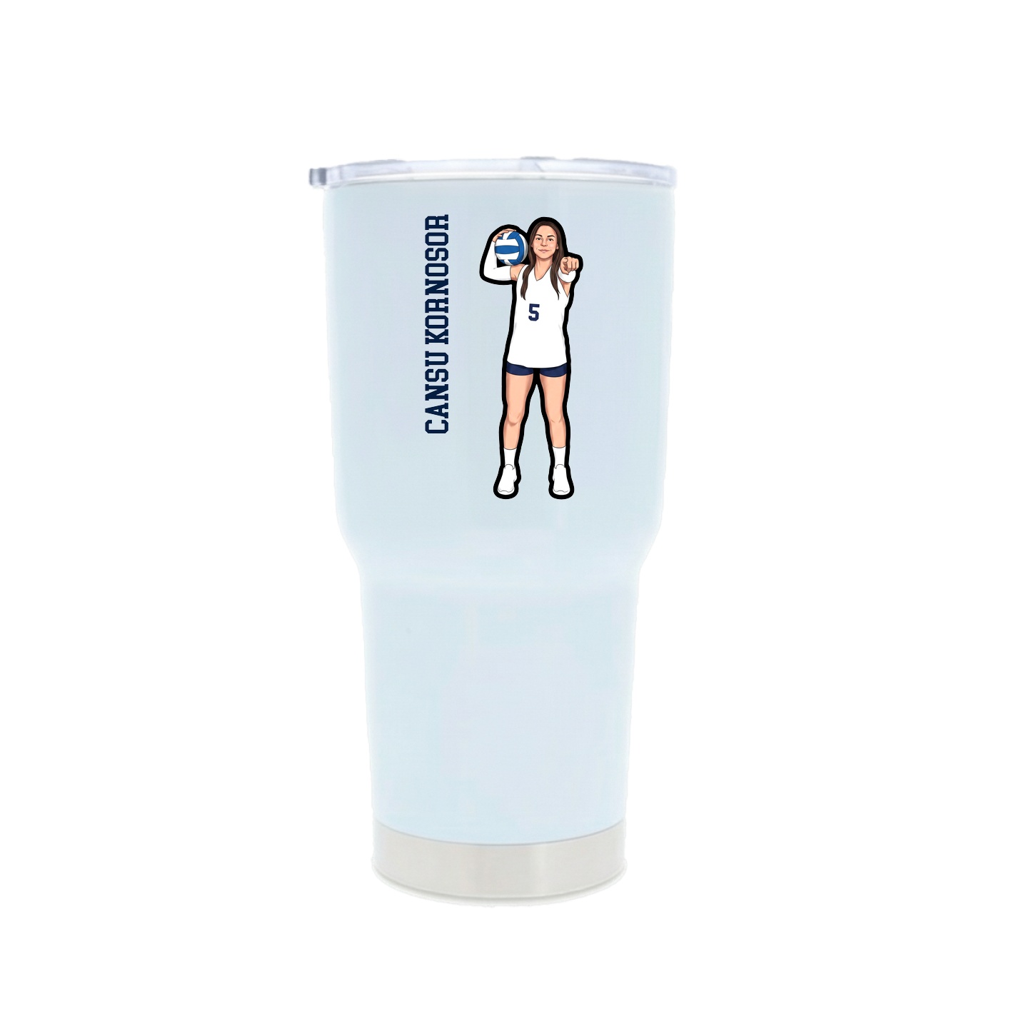 30oz Stainless Steel Tumbler — Name Vertical in White