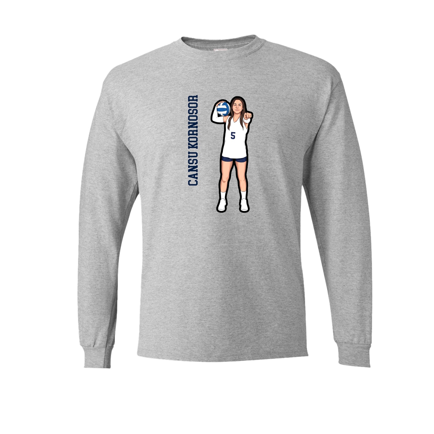 Long Sleeve Tee — Name Vertical in Grey