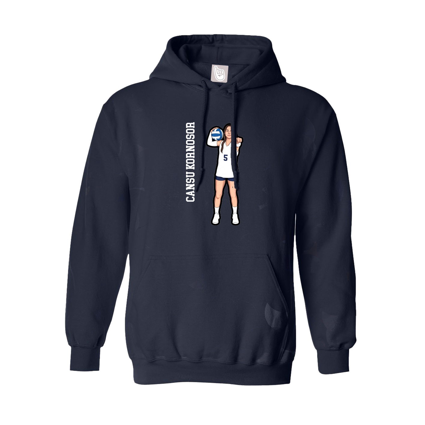Hoodie — Name Vertical in Navy