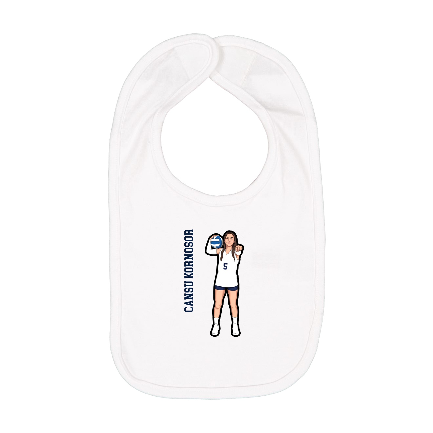 Infant Bib — Name Vertical in White