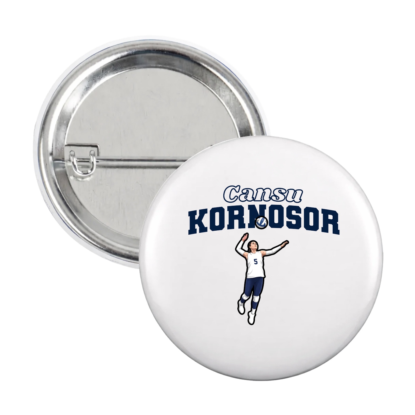 Game Day Button — Name Arch in White