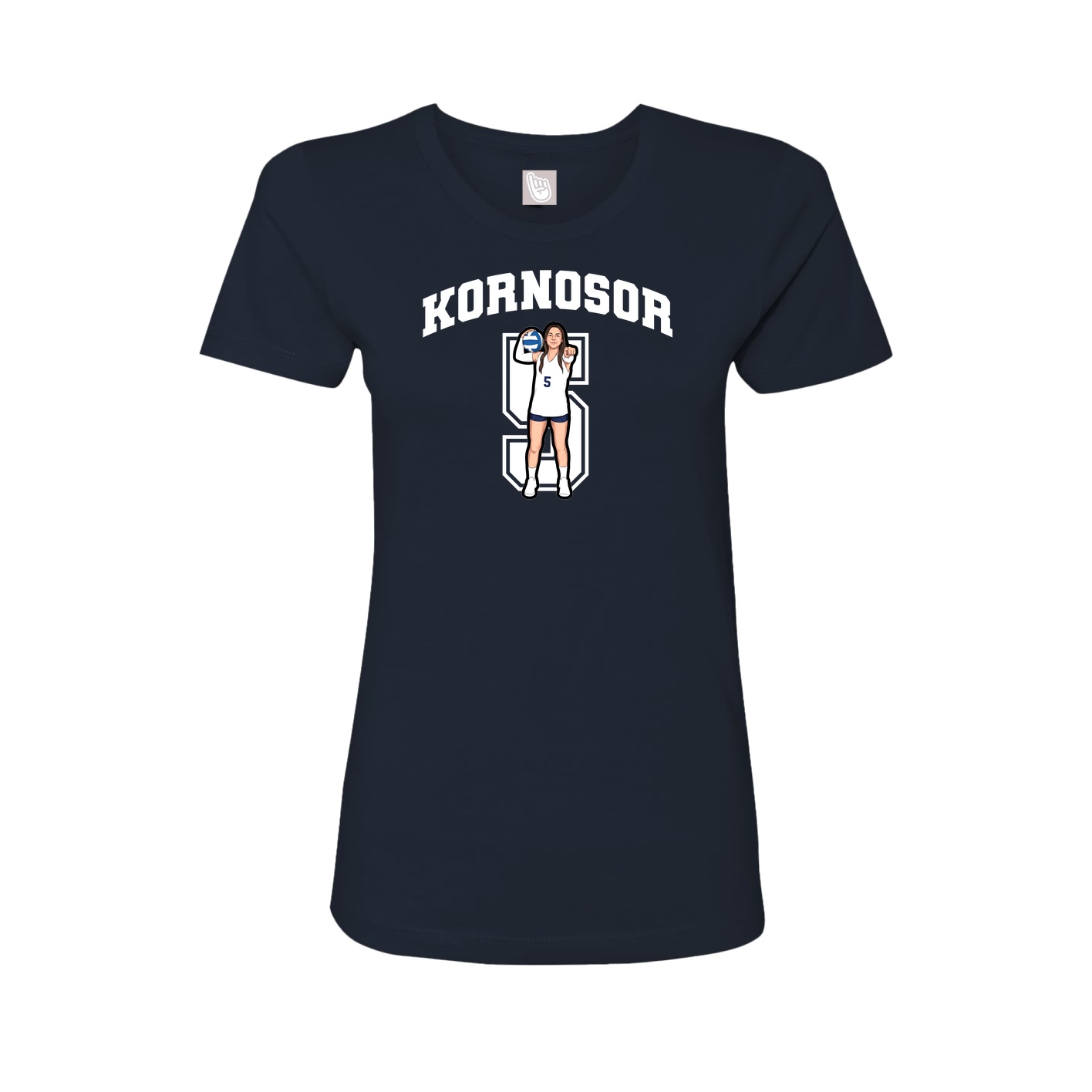 Fitted Women's Tee — Number in Navy