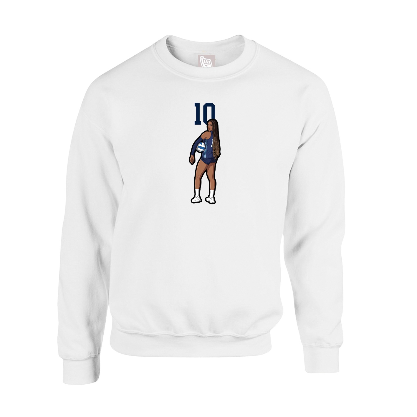 Fleece Crew — Number Top in White
