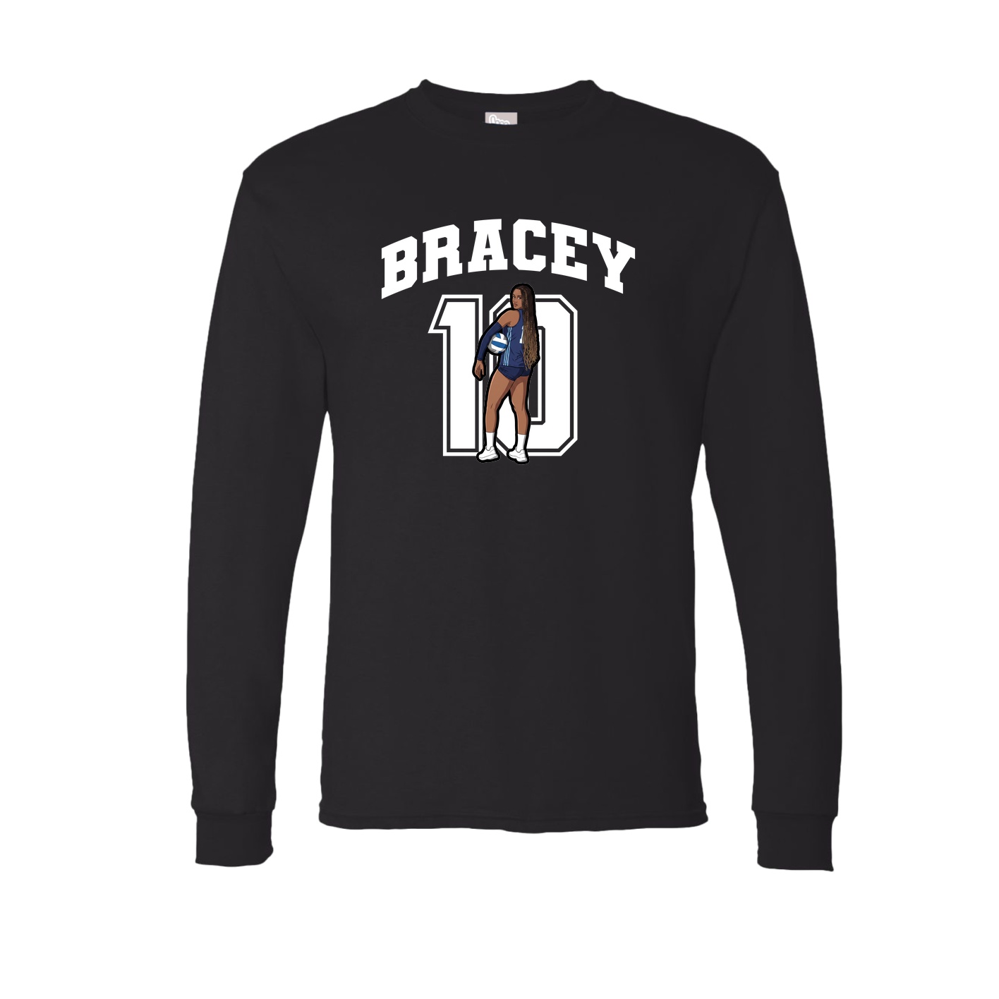 Long Sleeve Tee — Number in Black