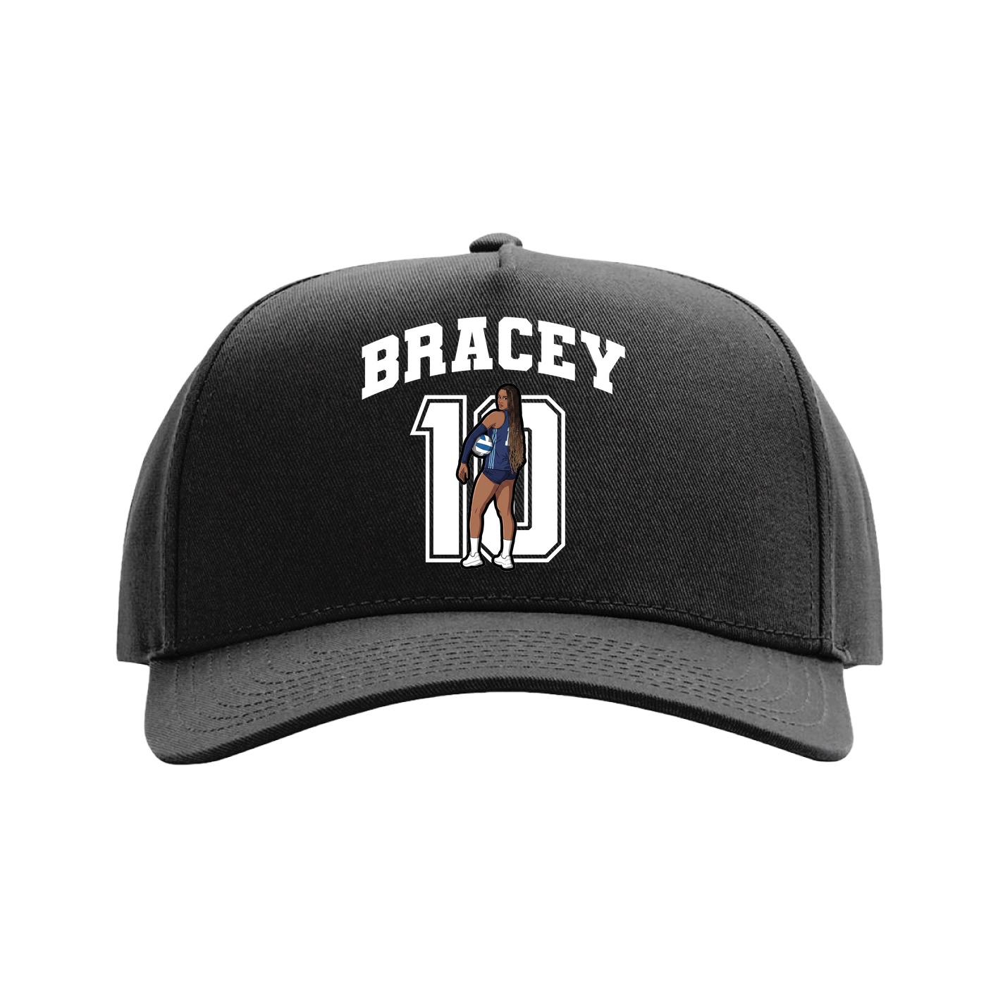 Full Fabric Five-Panel Champ Cap — Number in Black