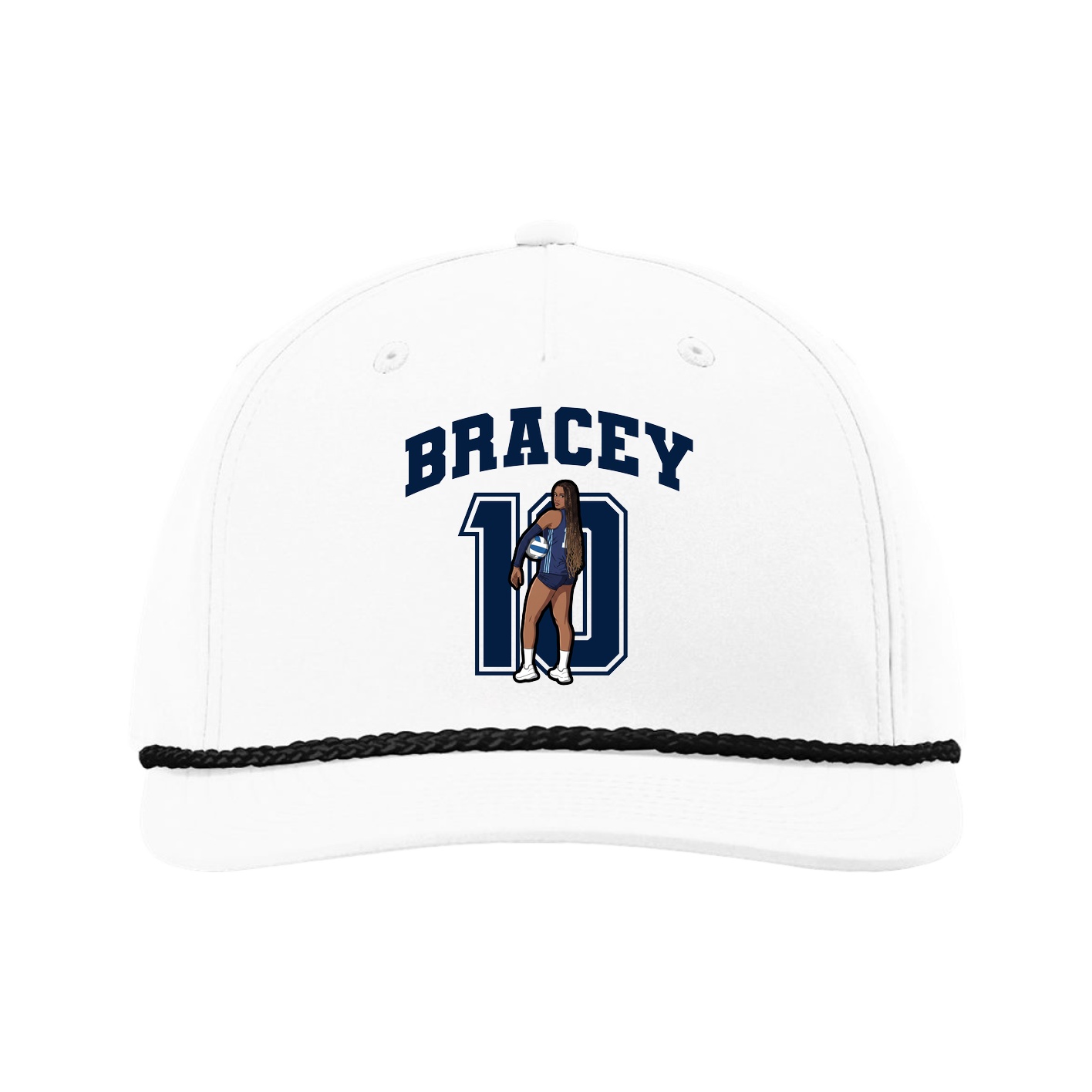 Five-Panel Classic Rope Cap — Number in White