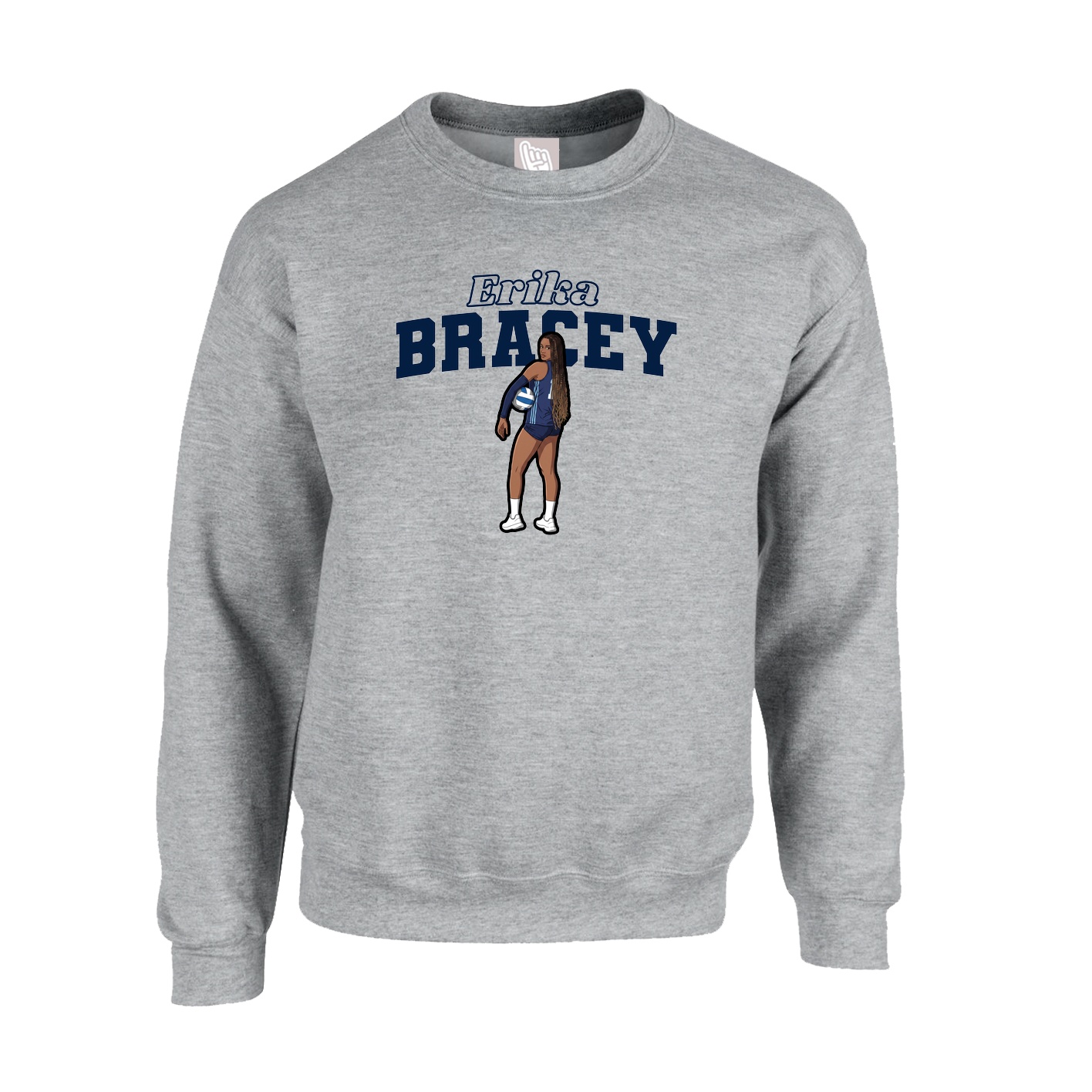 Fleece Crew — Name Arch in Grey