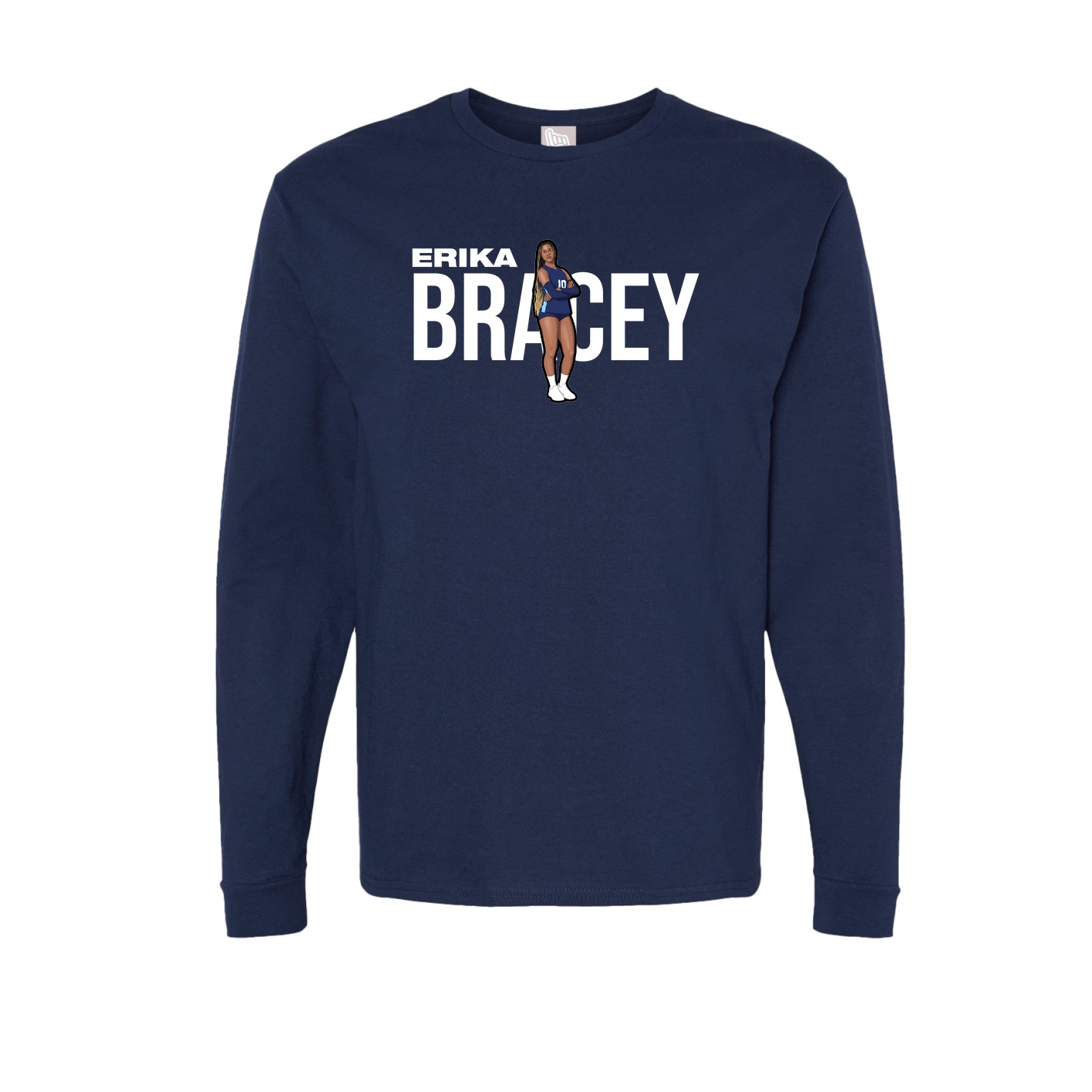 Long Sleeve Tee — Player Name in Navy