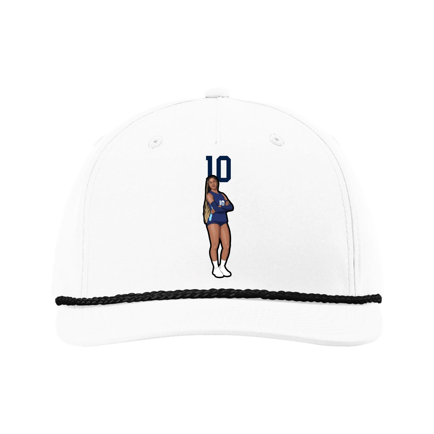 Five-Panel Classic Rope Cap — Number Top in White