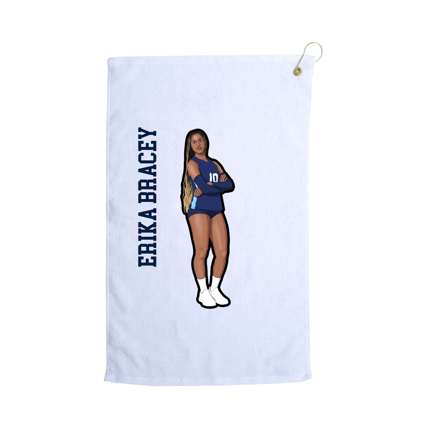 Golf Towel — Name Vertical in White