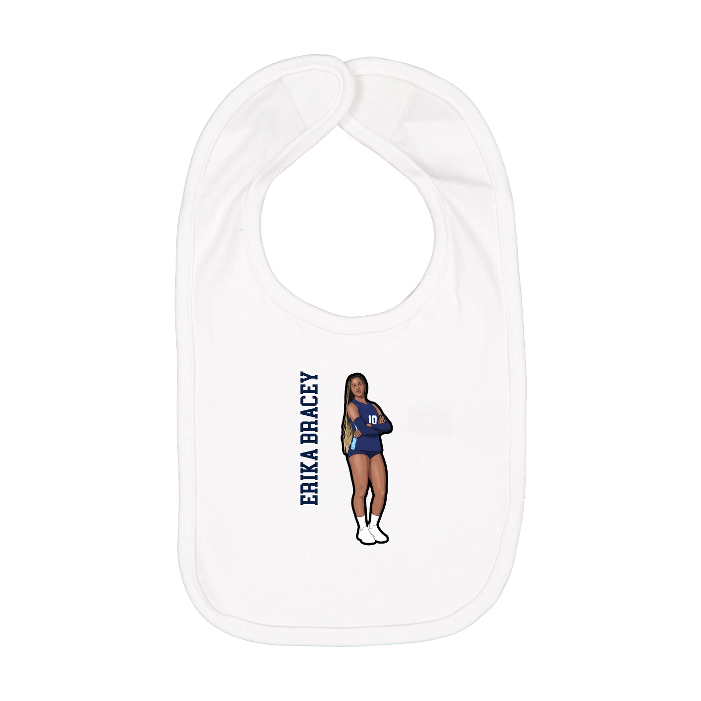 Infant Bib — Name Vertical in White