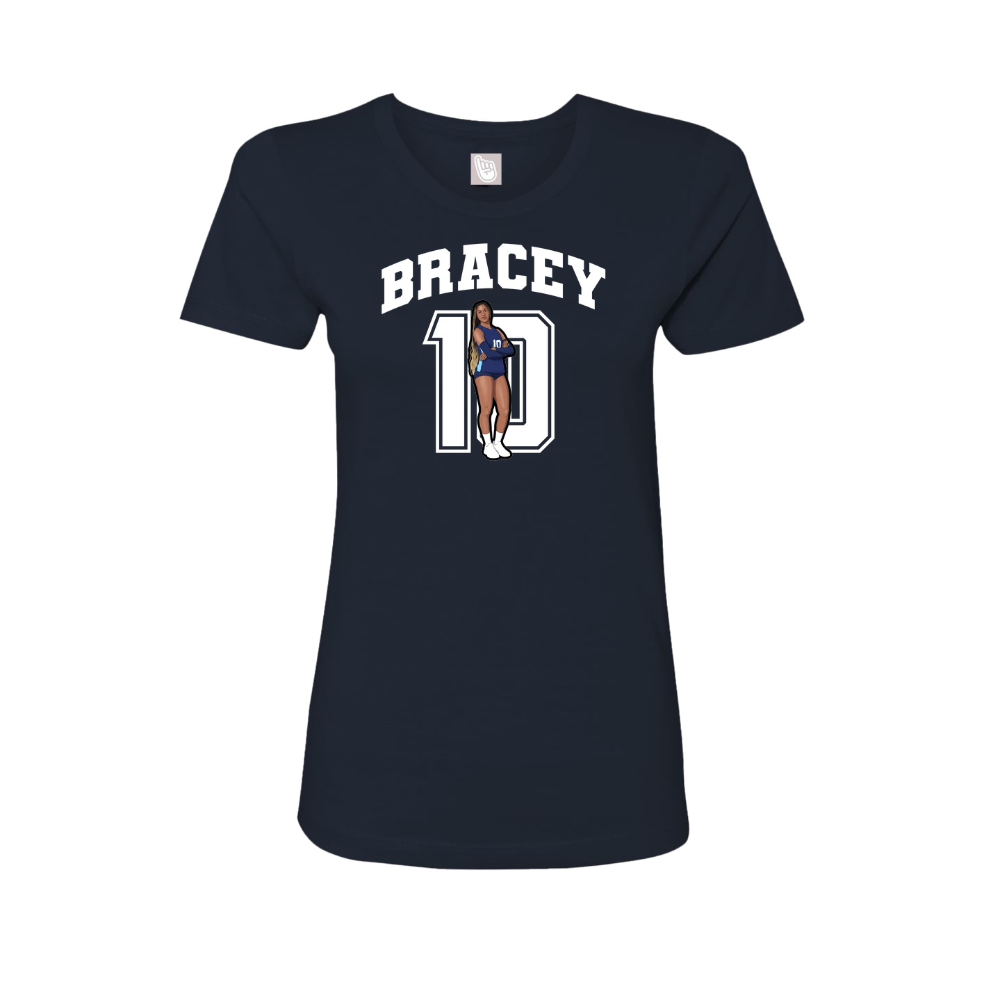 Fitted Women's Tee — Number in Navy