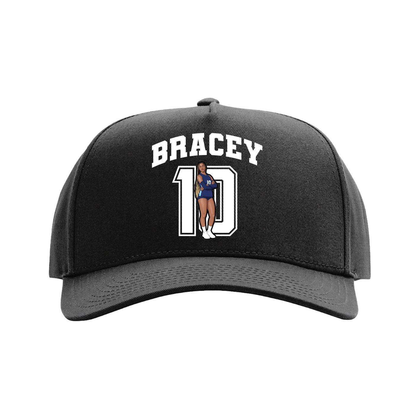 Full Fabric Five-Panel Champ Cap — Number in Black