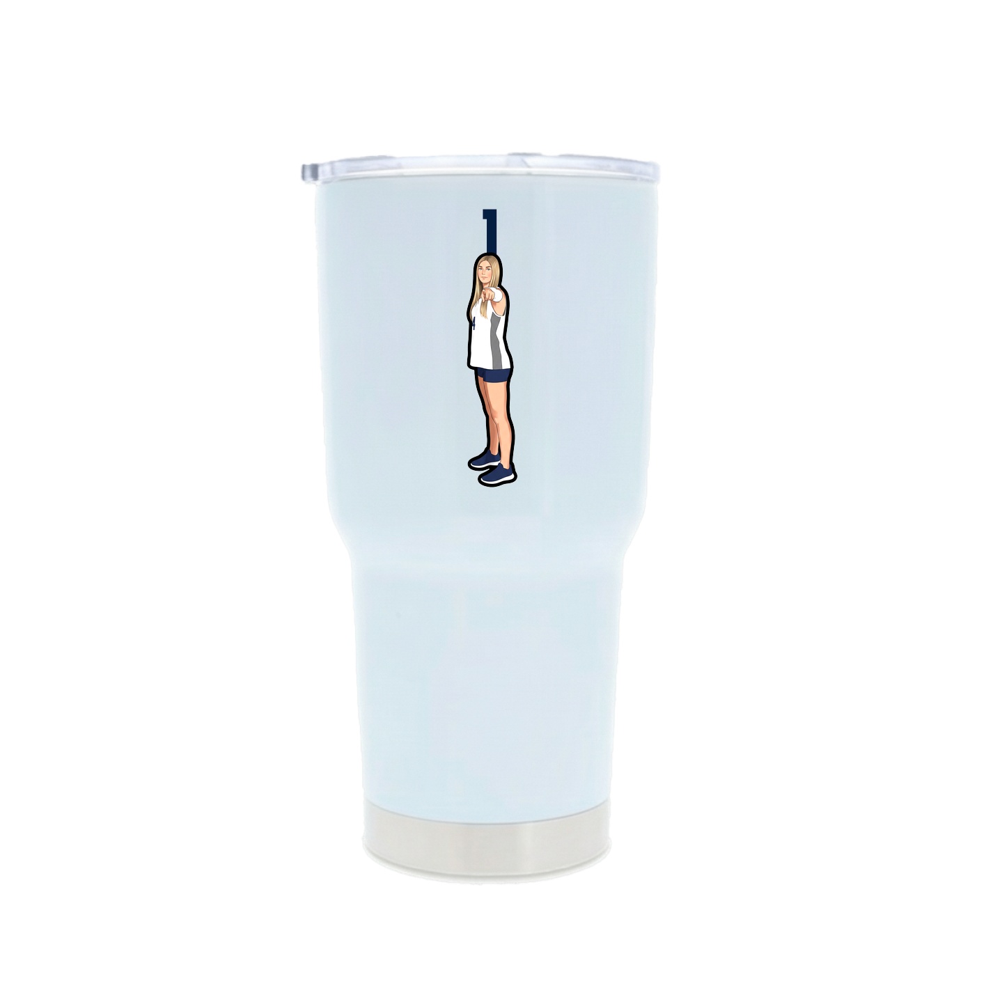 30oz Stainless Steel Tumbler — Number Top in White