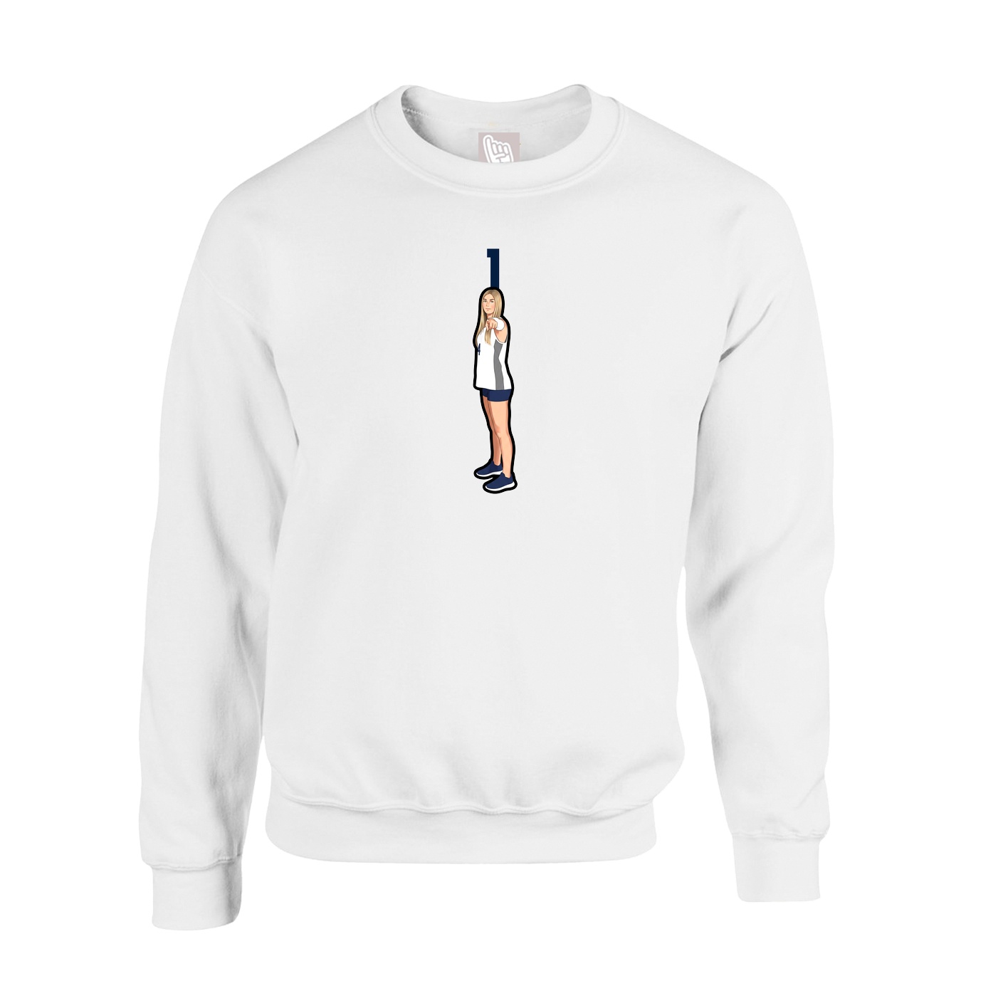 Fleece Crew — Number Top in White