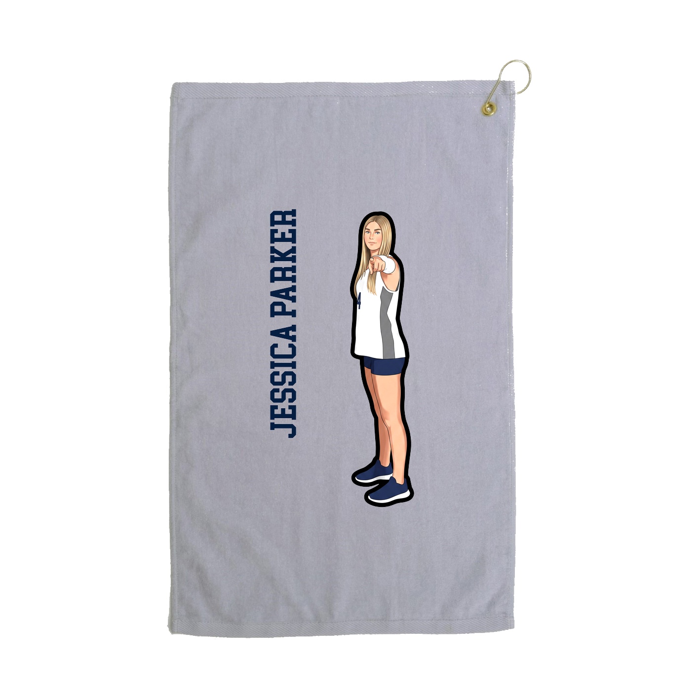 Golf Towel — Name Vertical in Grey