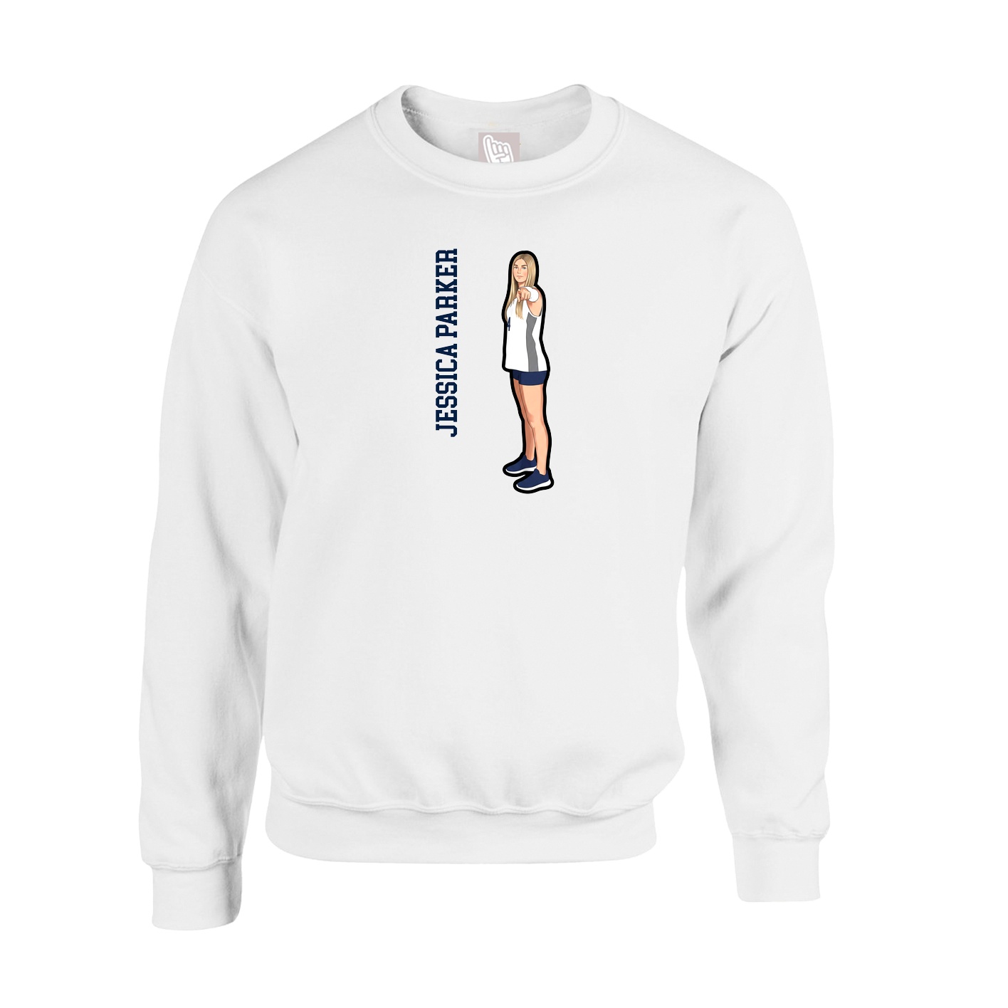 Fleece Crew — Name Vertical in White