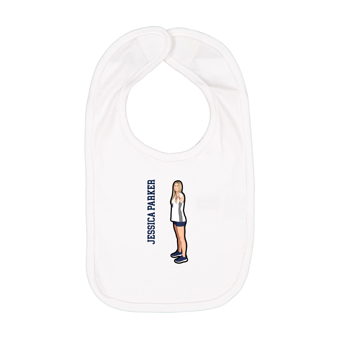 Infant Bib — Name Vertical in White