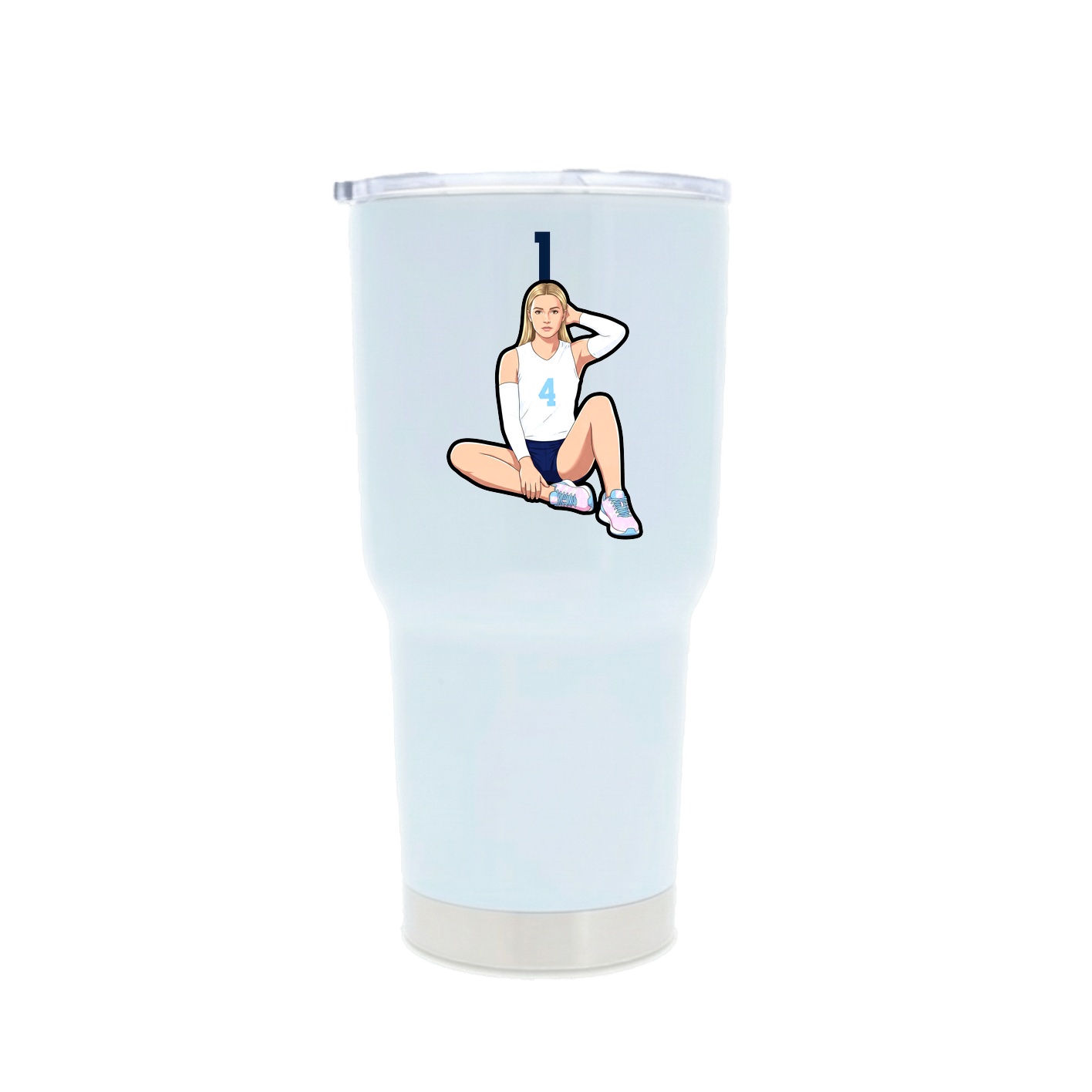 30oz Stainless Steel Tumbler — Number Top in White