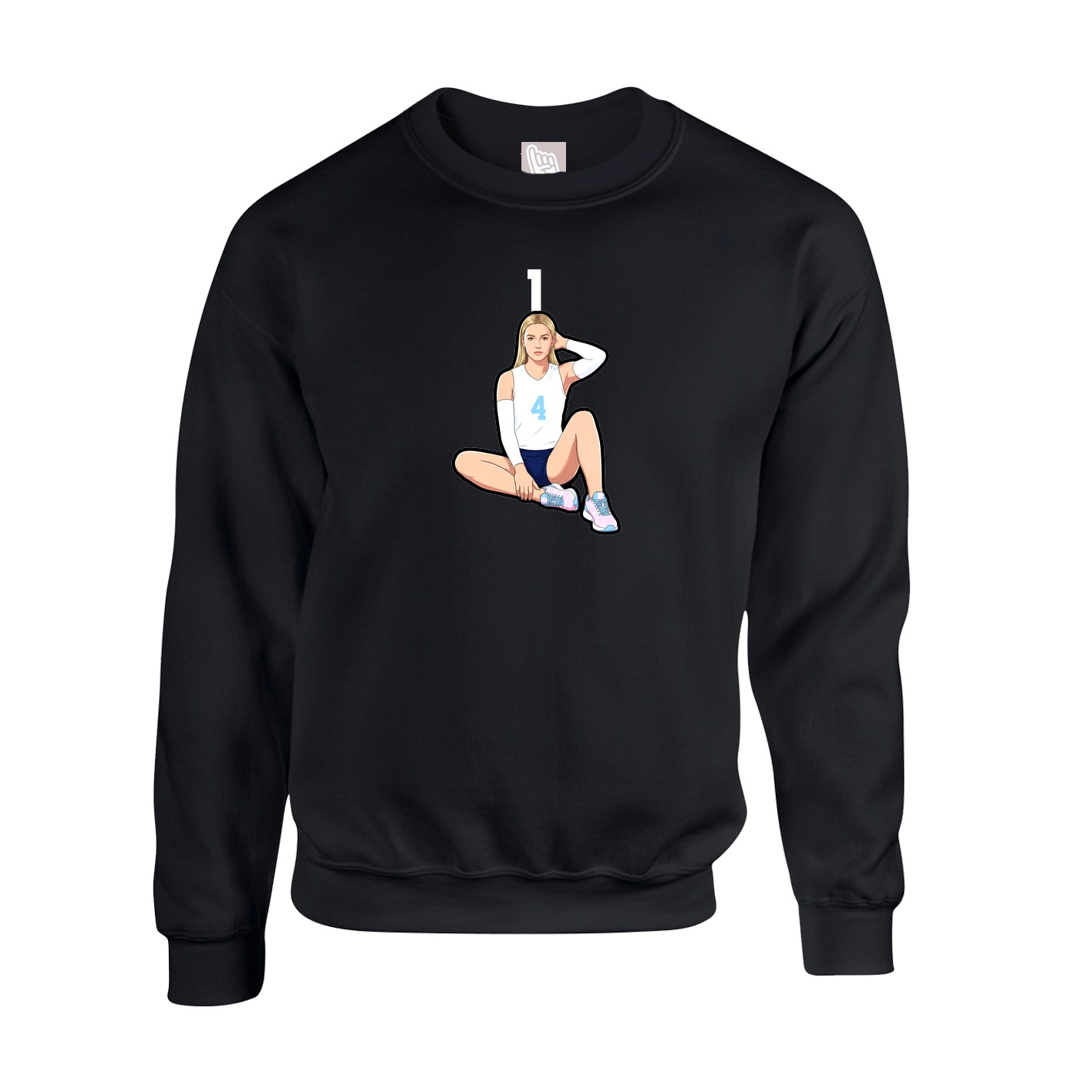 Fleece Crew — Number Top in Black