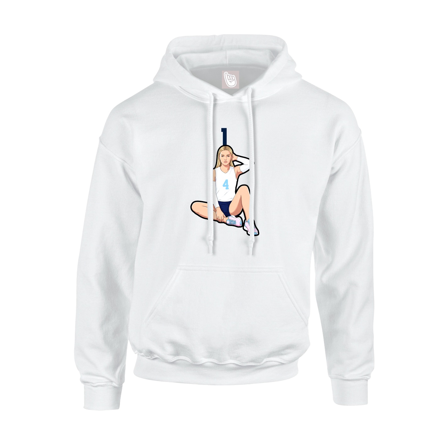 Youth Hoodie — Number Top in White