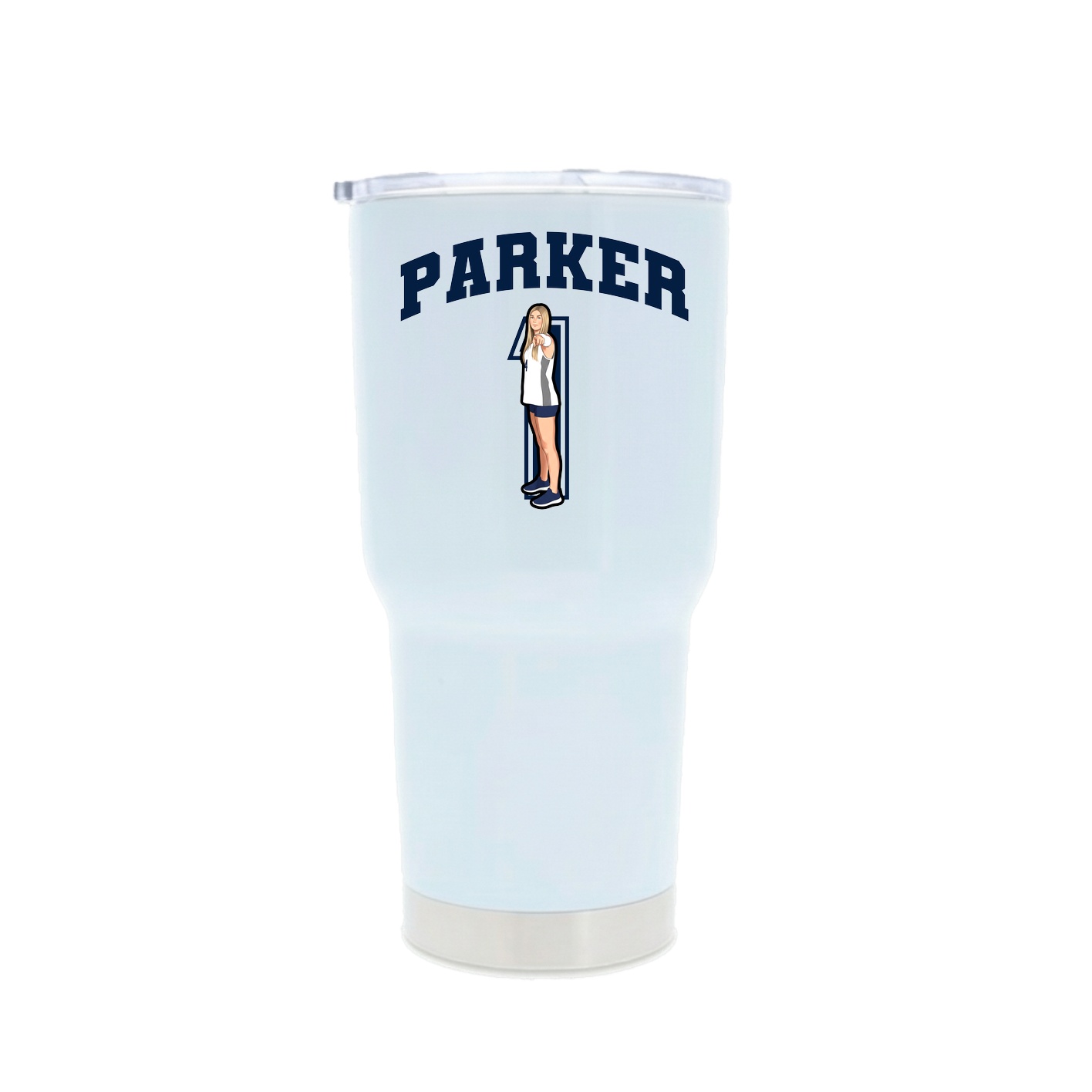 30oz Stainless Steel Tumbler — Number in White