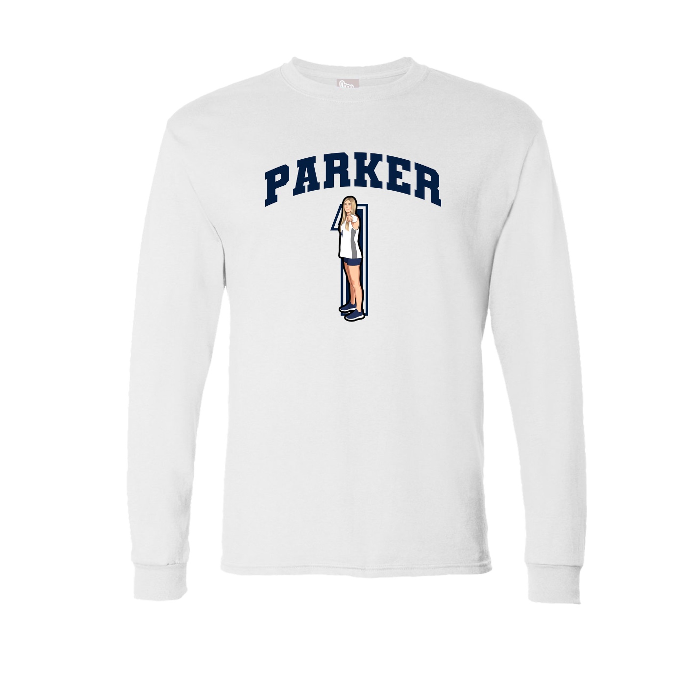 Long Sleeve Tee — Number in White