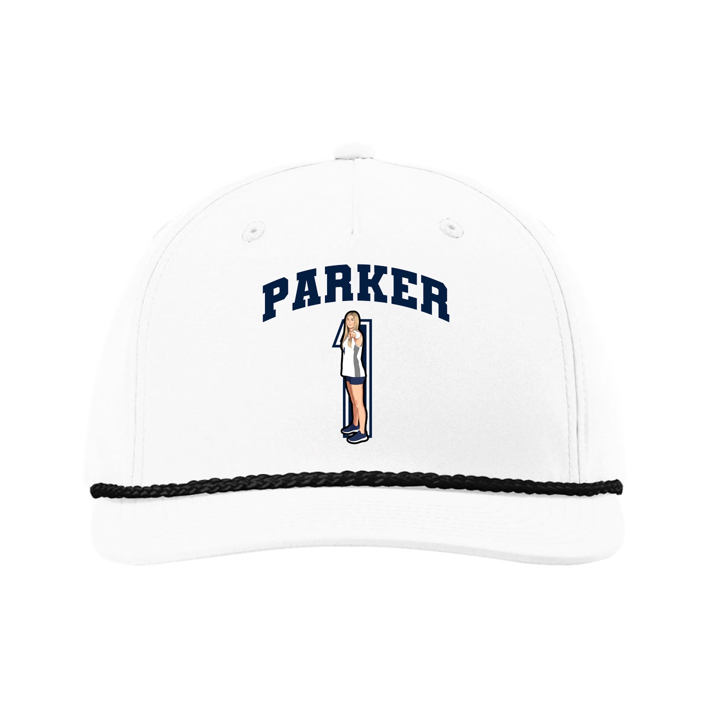 Five-Panel Classic Rope Cap — Number in White
