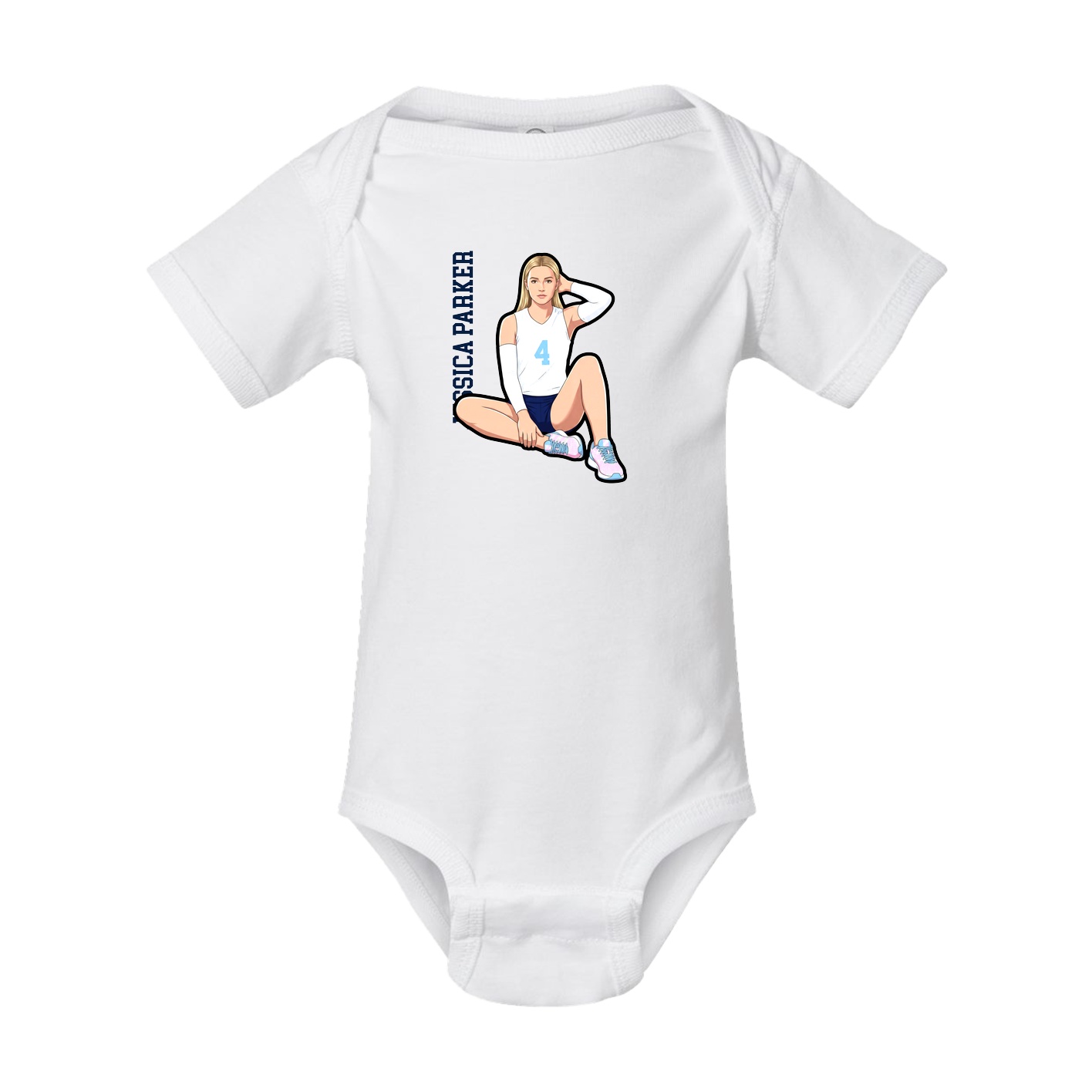 Baby Onesie — Name Vertical in White