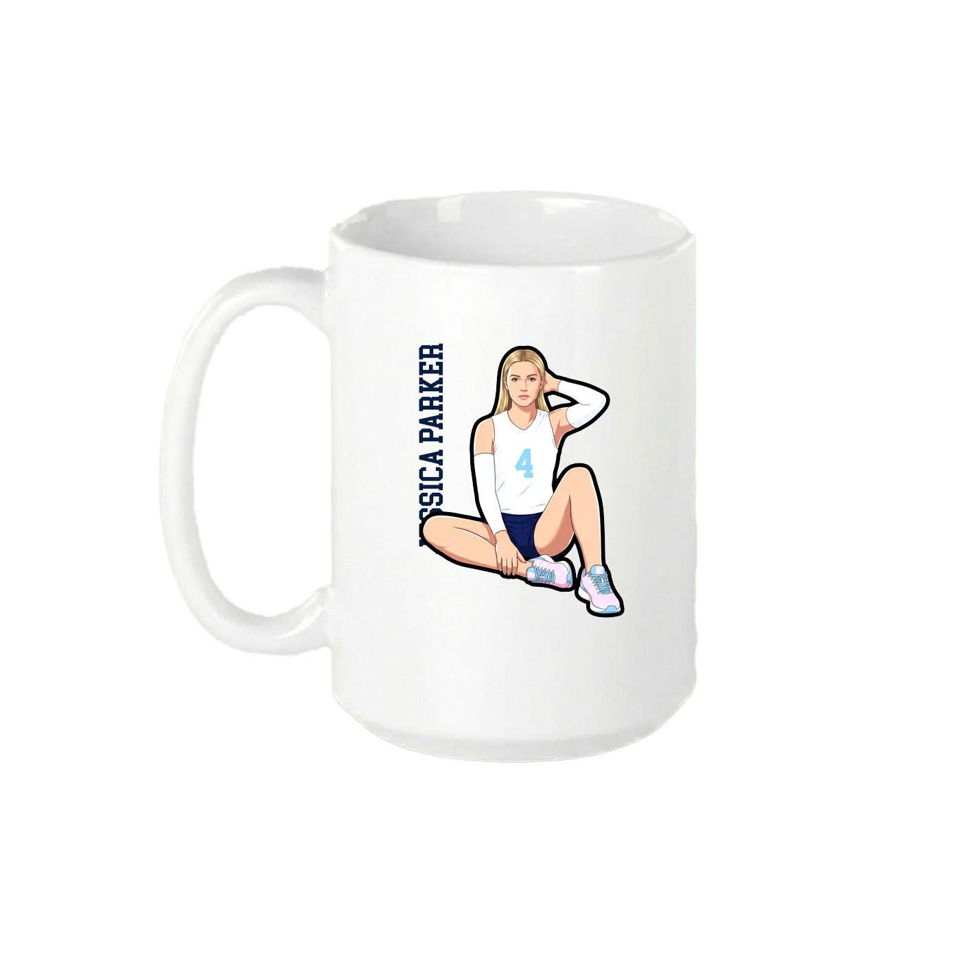15oz Coffee Mug — Name Vertical in White