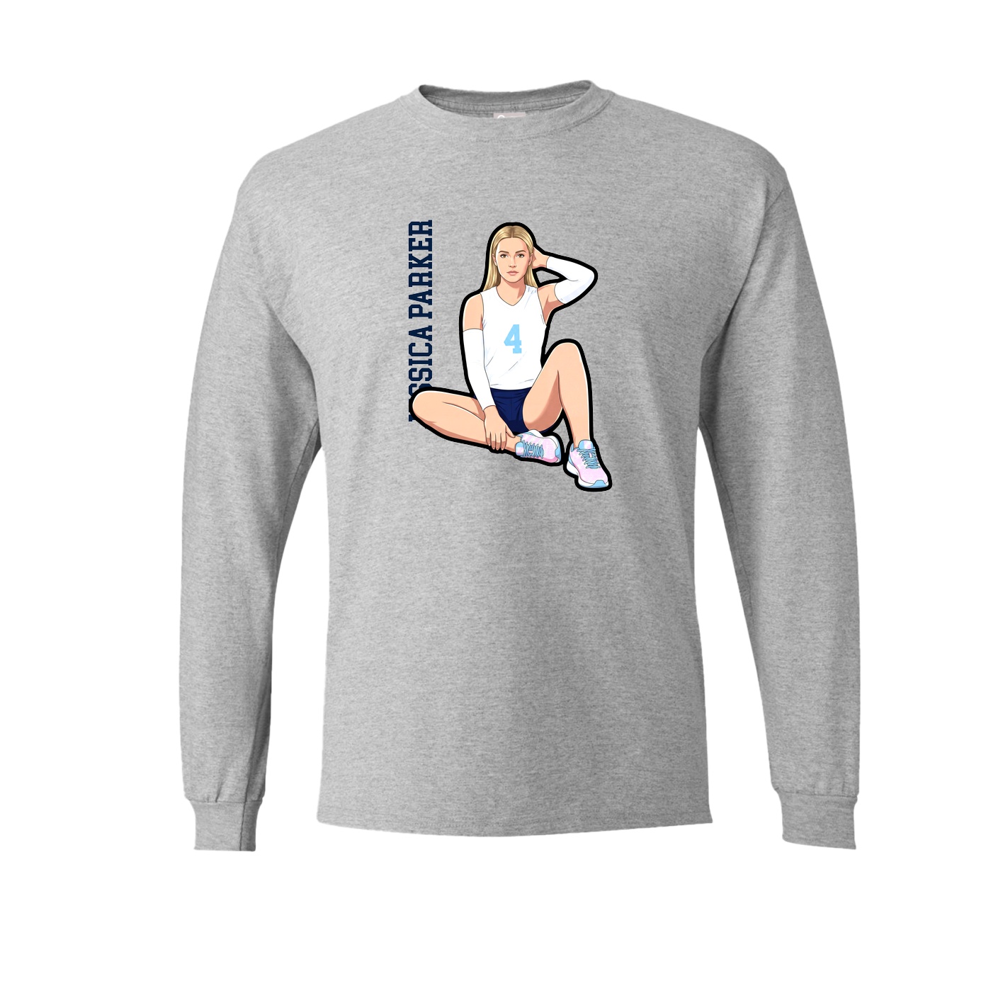 Long Sleeve Tee — Name Vertical in Grey
