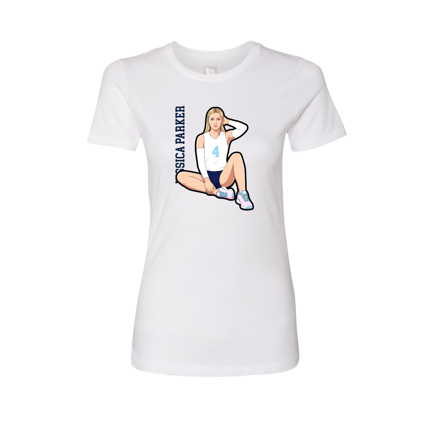 Fitted Women's Tee — Name Vertical in White