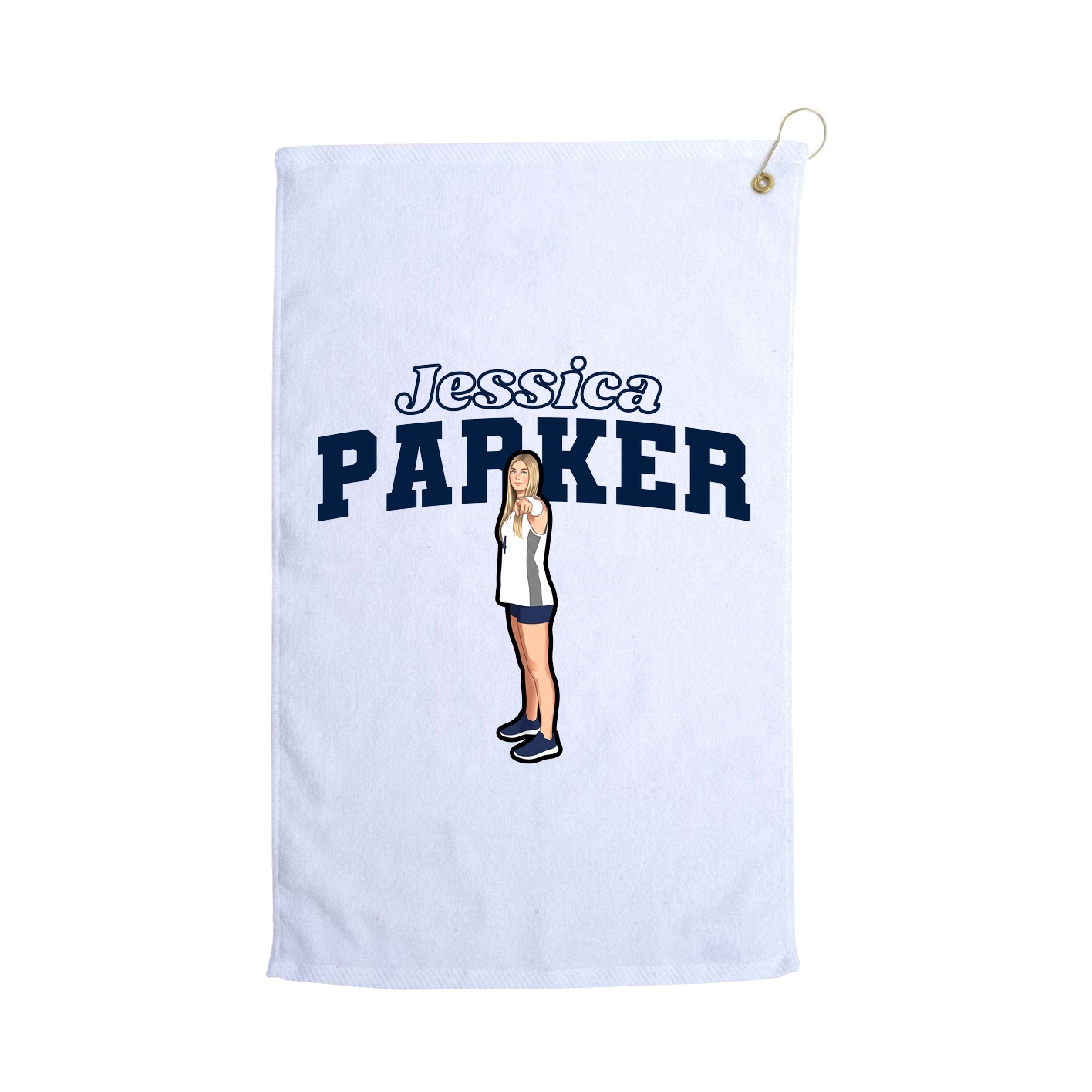 Golf Towel — Name Arch in White