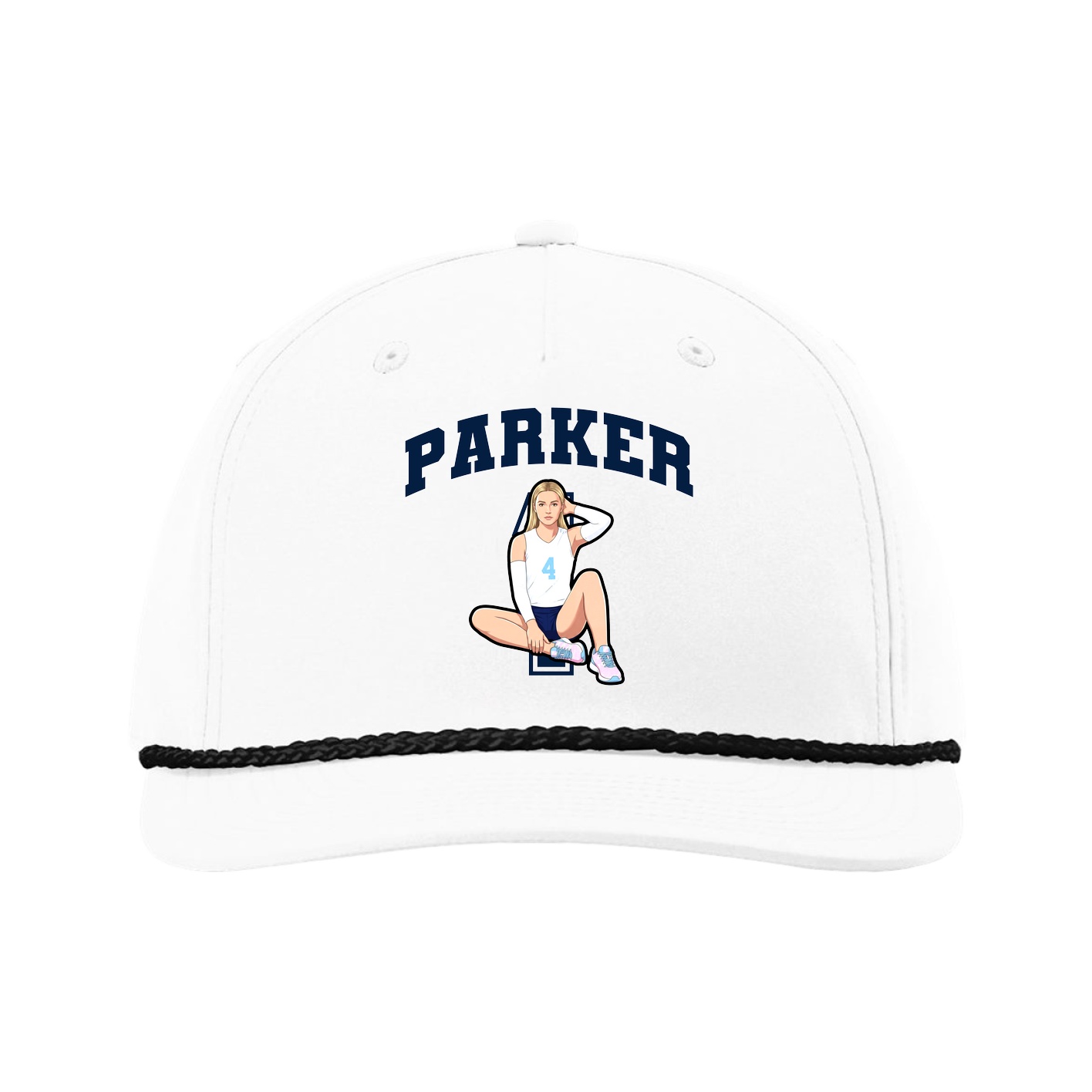 Five-Panel Classic Rope Cap — Number in White