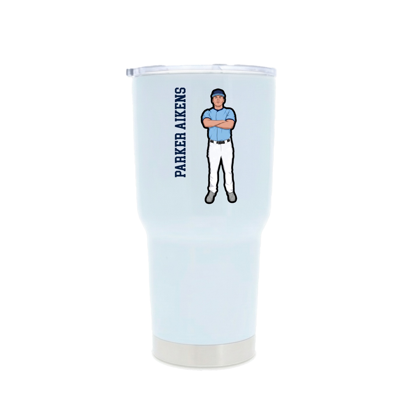 30oz Stainless Steel Tumbler — Name Vertical in White