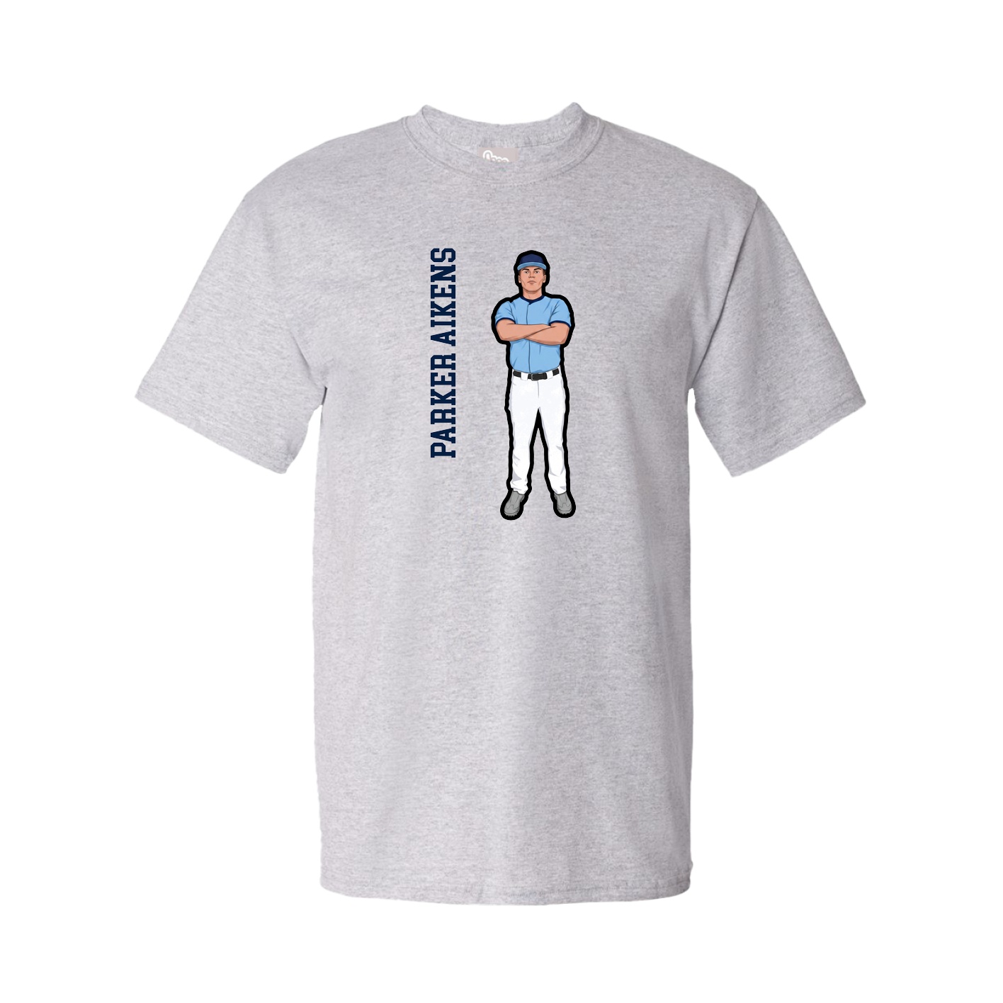 Youth Tee — Name Vertical in Grey