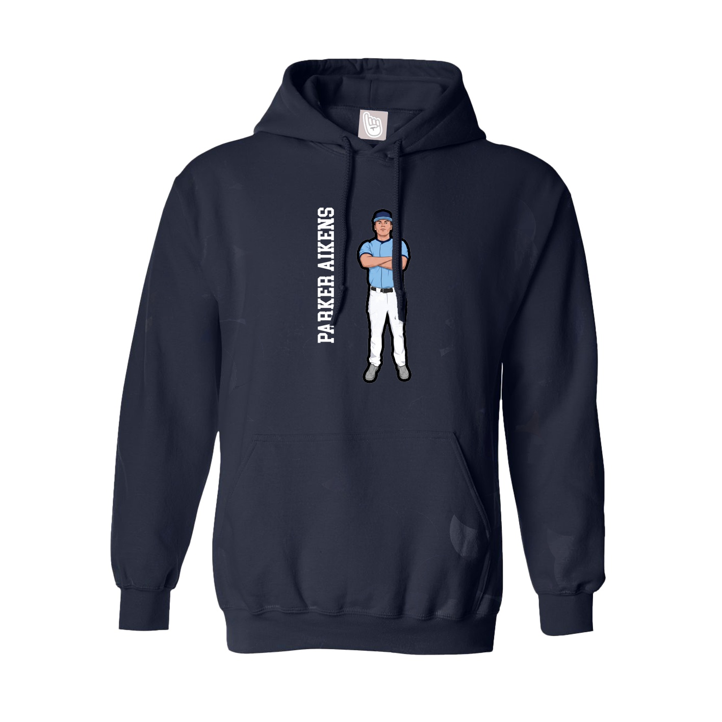 Hoodie — Name Vertical in Navy
